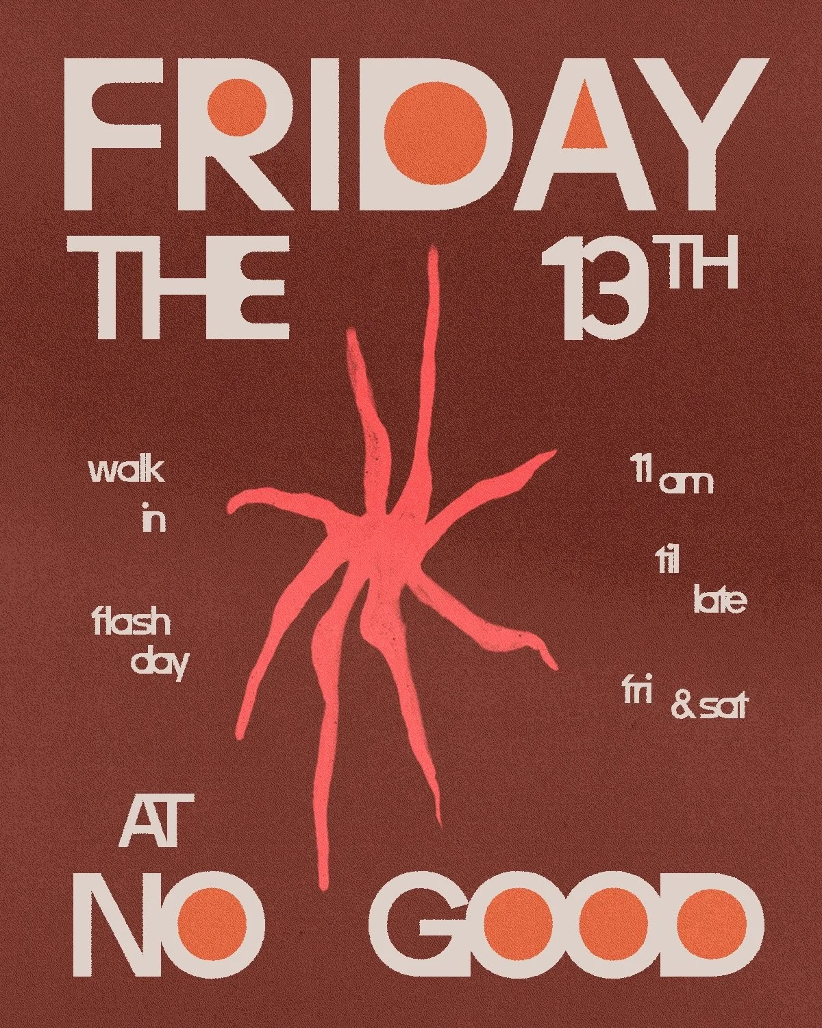★ Friday the 13th at No Good ★

NEXT WEEKEND we&rsquo;re offering two full days of walk-ins with ~thirteen~ of our resident artists. Swipe thru to see what they cooked up for y&rsquo;all. 

- Sign ups start at 11am both days, cash preferred - 

Here&