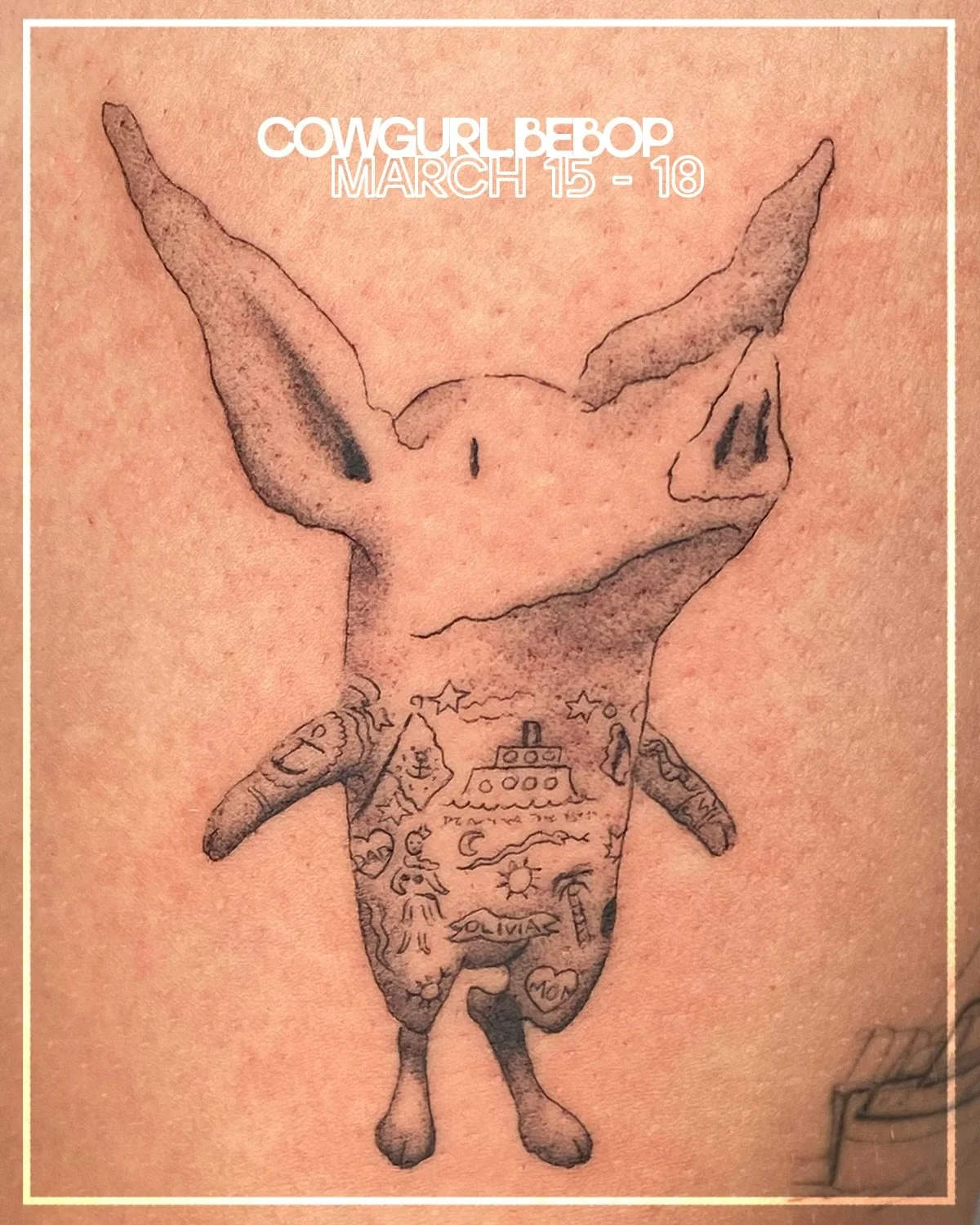 Our friend Olivia @cowgurl_bebop will be returning to the studio March 15-18. Based in Brooklyn, their work lives in the worlds of nostalgia and fantasy, with a focus on eerie whimsy, mischievous animals, and more.

You can book with them via the lin