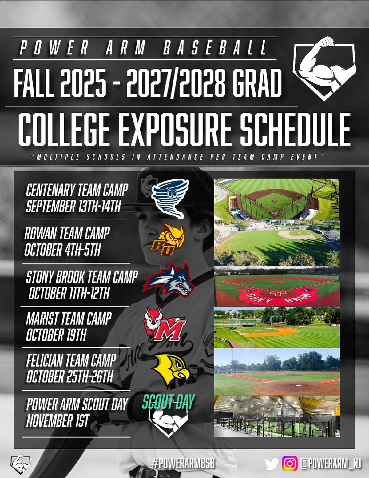Power Arm Baseball is set for an exciting Fall 2025 with one of our most competitive exposure lineups to date for our 2027-2028 grads. Multiple schools will be in attendance at each event as our players showcase their skills in front of college coach