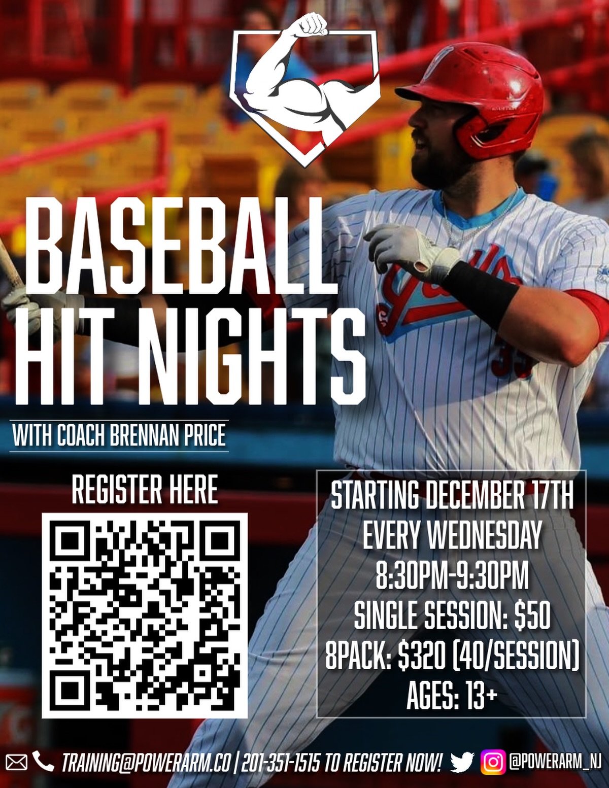 🔥 Ready to light up winter swings? 🔥

Get locked in this winter with our weekly Power Arm Hit Night &mdash; Led by our Director of Hitting - Coach @bren_price 

Ages 13+, every Wednesday night at Power Arm💪🏼

👉 Register now: https://www.powerarm