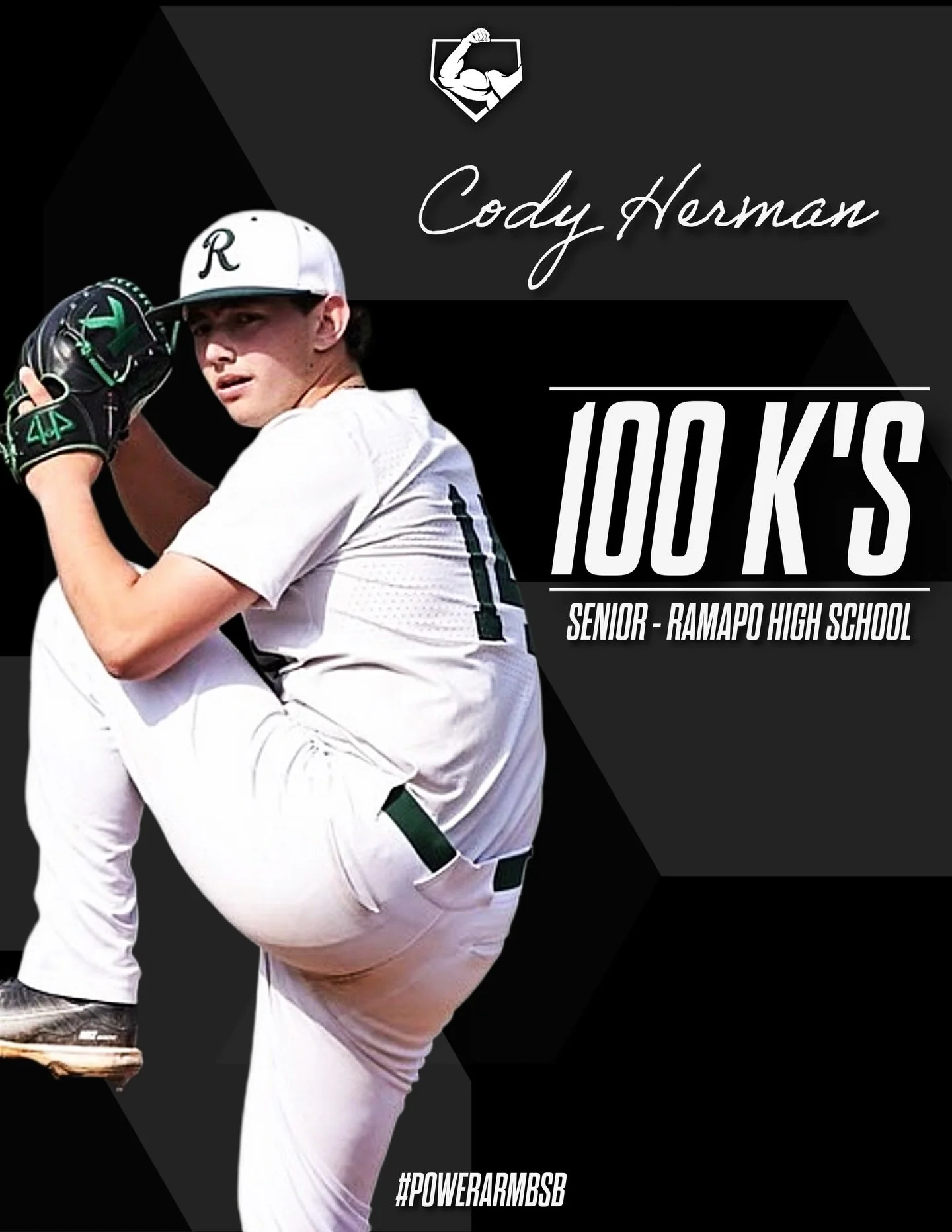 Big Congrats to our guy @codyherm0 on reaching 100 varsity strikeouts for Ramapo High School today! Keep it going! #powerarmbsb💪🏼
