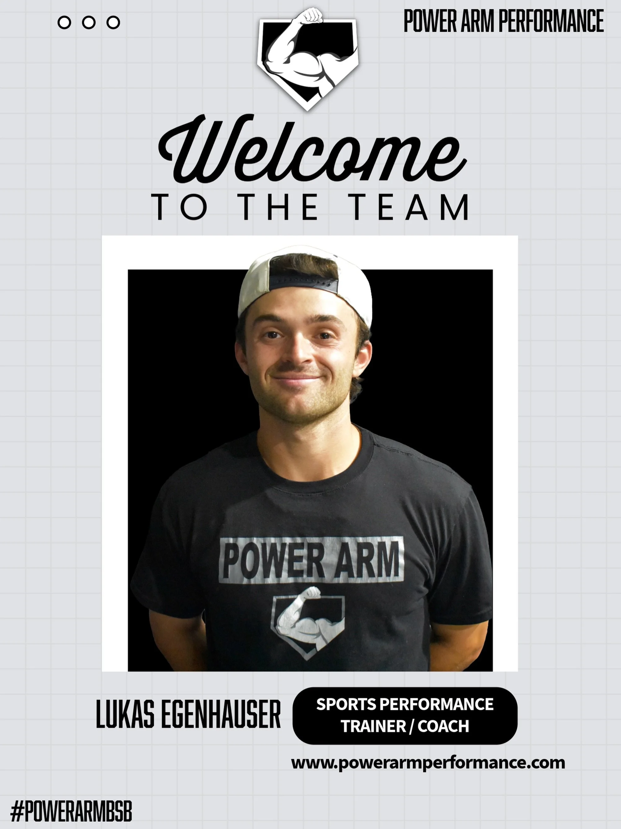 Please join us in officially welcoming Coach Lukas Egenhauser to the Power Arm staff!

Coach Lukas will serve as both a Sports Performance Trainer and Coach within the Power Arm program, bringing a high-level playing background, strong work ethic, an