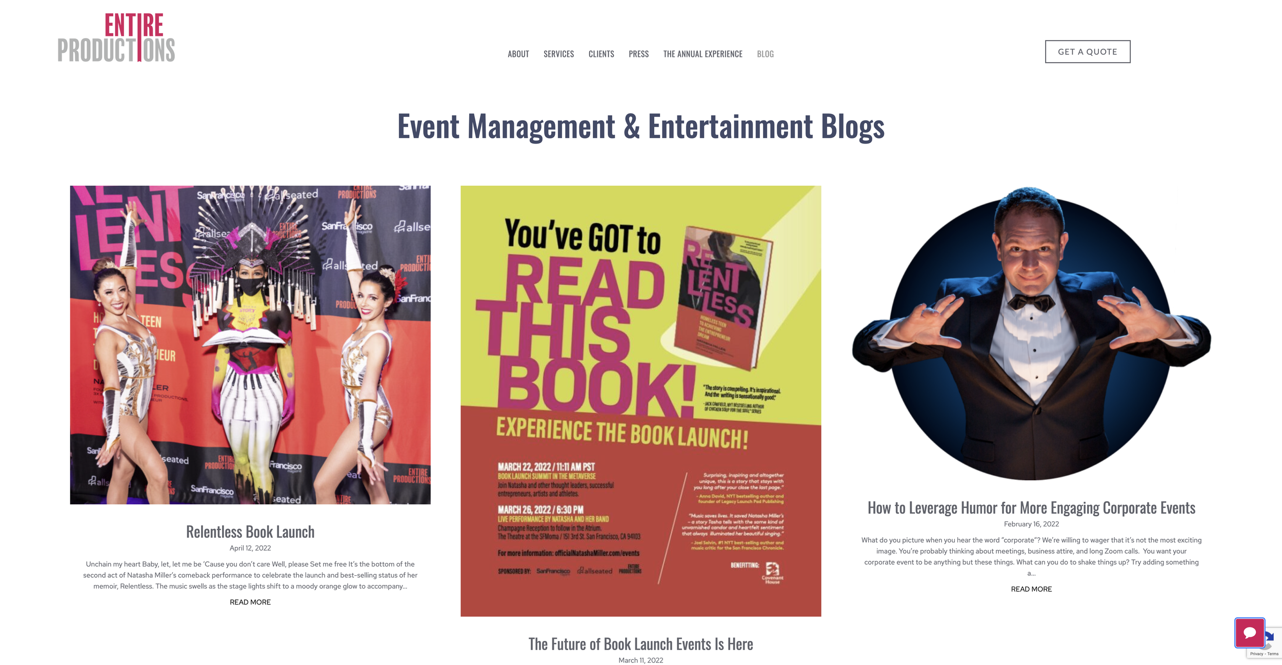 Entire Productions event management & entertainment blog
