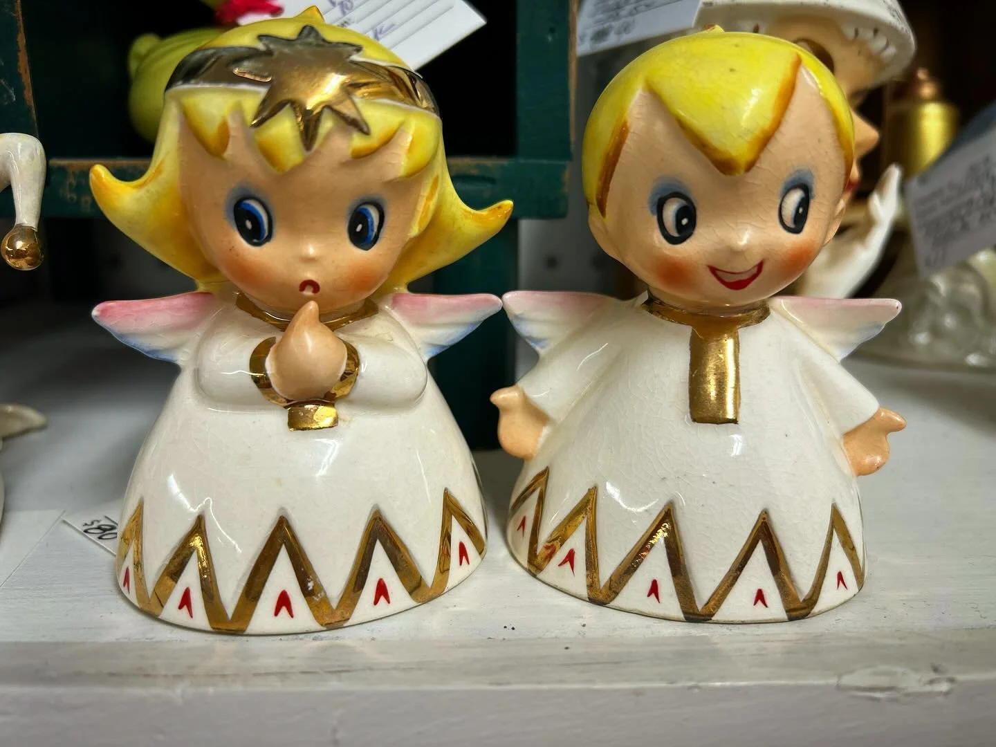 These vintage Lefton atomic angel candle holders just arrived yesterday! Come check these cuties out from 10-5 today! 🌟🌟
