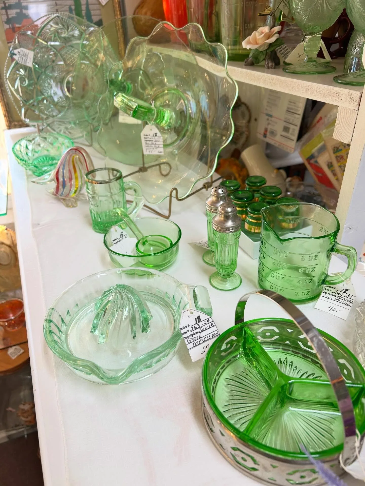 A fresh crop of uranium glass has just arrived! 🙌 (We have a blacklight you can borrow if you forgot yours.)💚💚💚 Come see us today from 10-5!