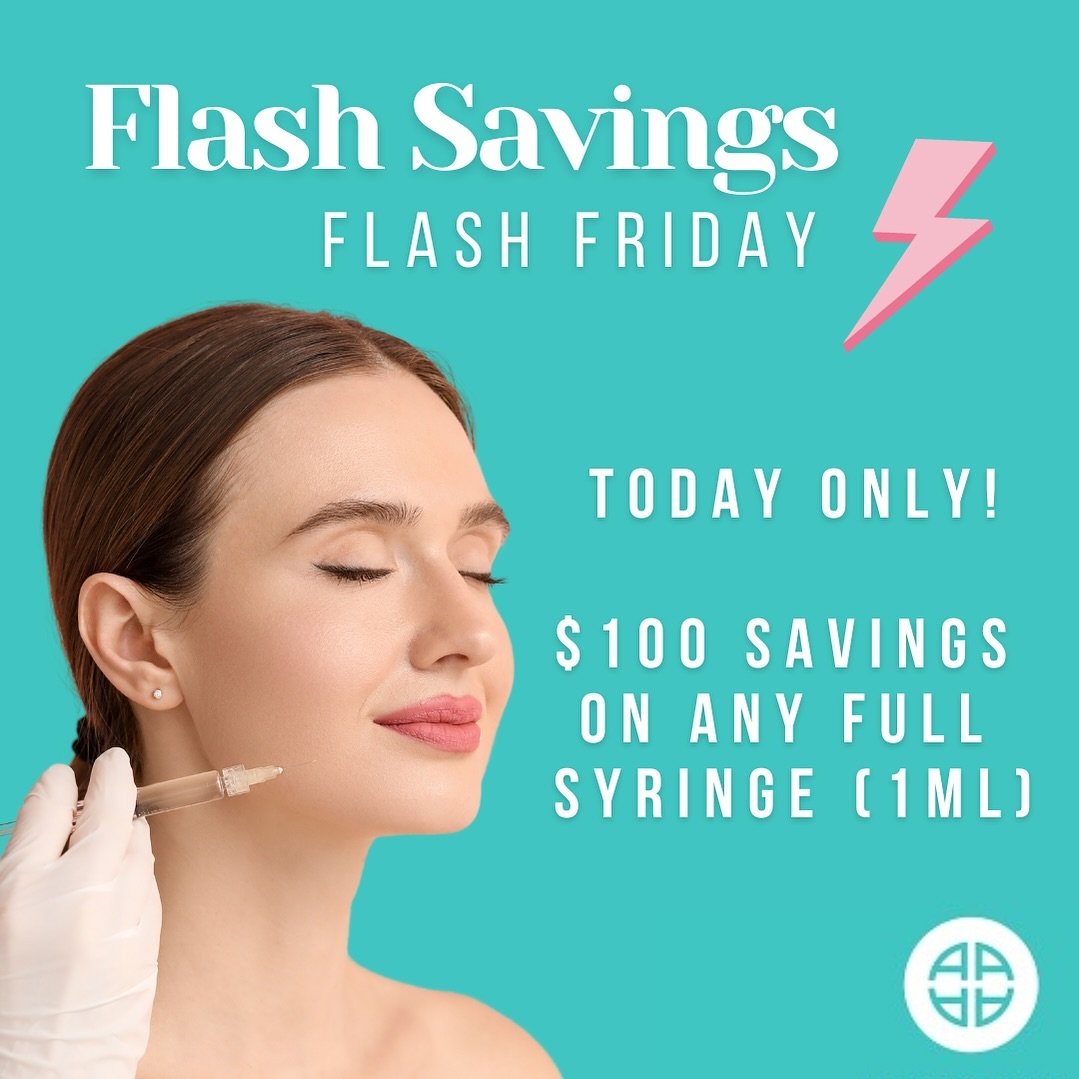 ✨ Flash Friday Offer! ⚡️ Don&rsquo;t miss out on $100 savings on any full syringe (1mL) Filler!💉✨ 

Plus, get an EXTRA $100 off when you add 2 Skin Hydration syringes to any filler purchase or appointment. 💦✨ Hydrate your skin inside out with SkinV
