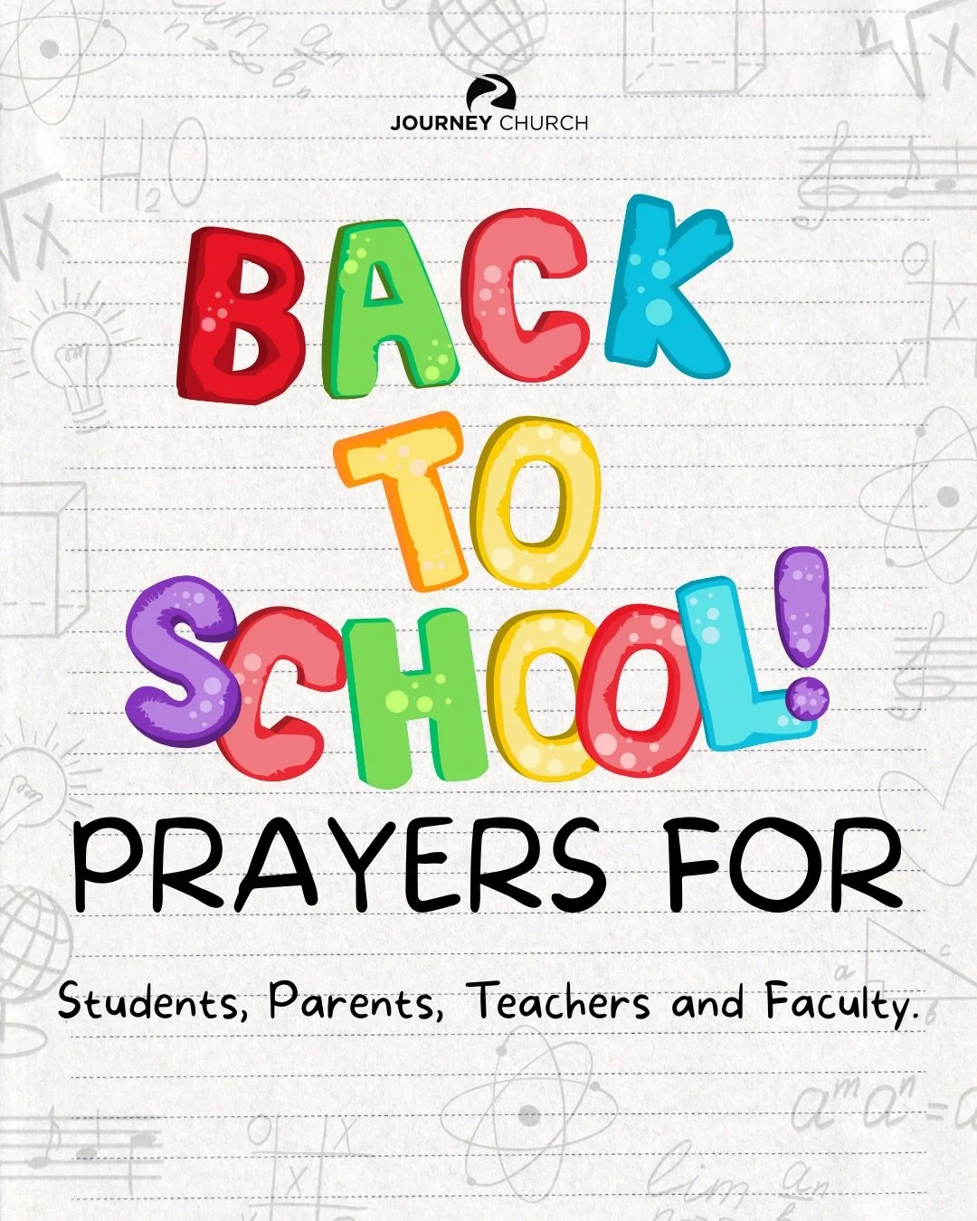 📚✨ Back to School Prayers! ✨📚

As our students head back to school today, we want to take a moment to pray over our students, parents, teachers, administrators, and all school faculty and staff. 🙏💛

We pray for a school year filled with wisdom, g