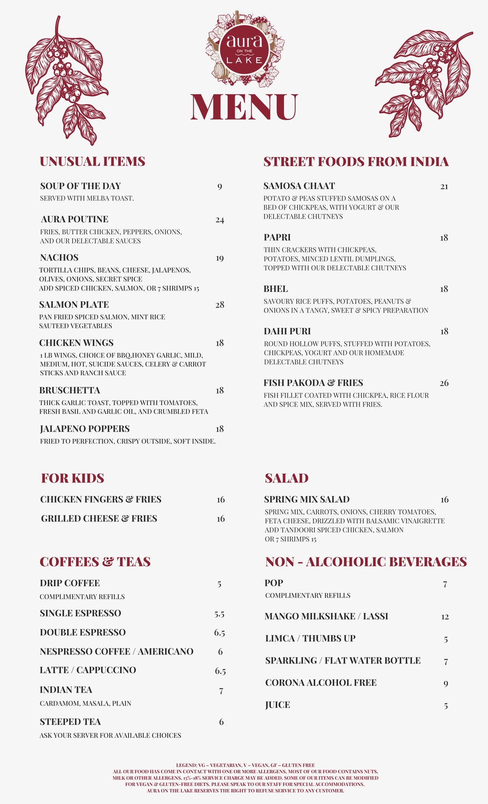 MenuVegetarian, Vegan, Gluten free and other menu items — Indian Restaurant in Niagara on The Lake