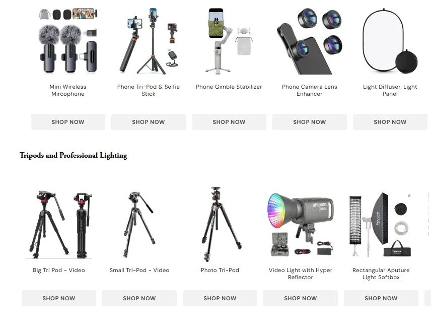 FREE Gear Recommendations - From Smart Phone Shooting to Full Production Big Cameras &amp; Lighting