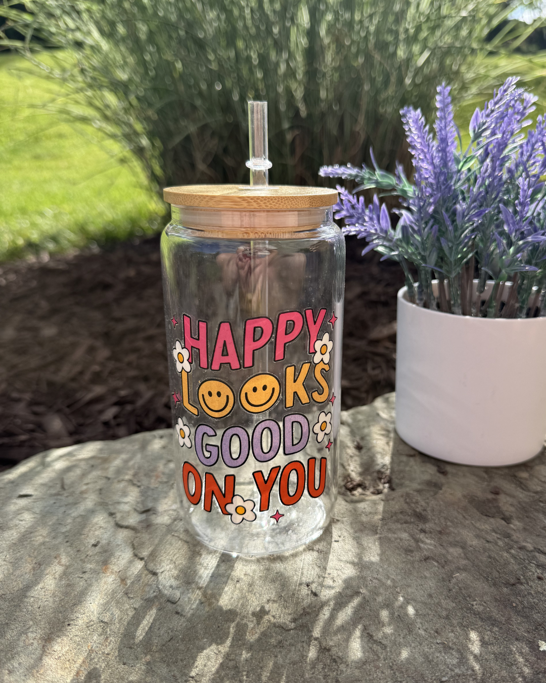 16oz Glass: Happy