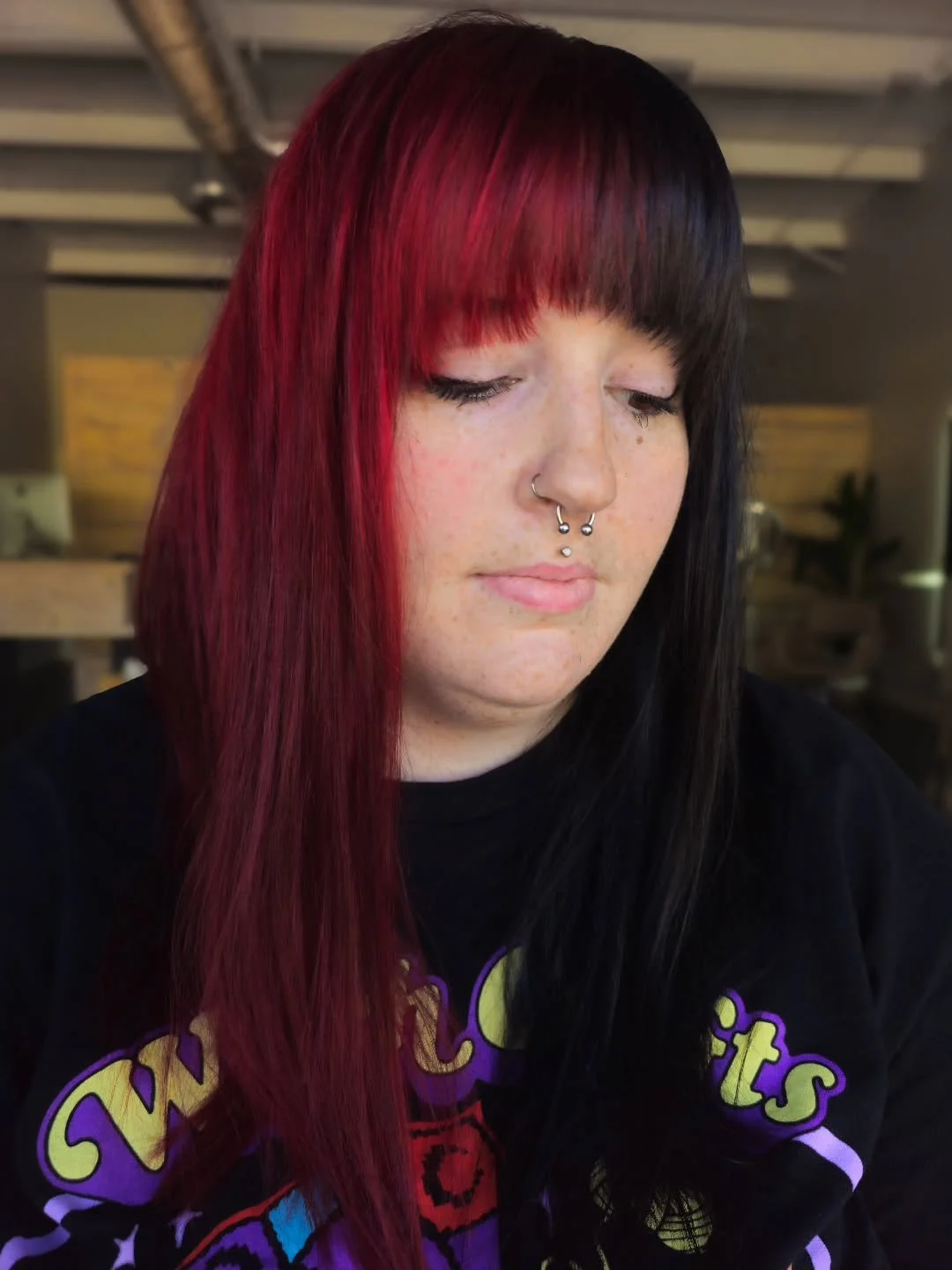 Two colors, one vibe. ❤️🖤
This red-and-black split is the definition of bold &mdash; crafted for someone who doesn&rsquo;t just follow trends, they set them.

We love when guests trust us to create something unapologetically them.

#AlchemyHairStudi