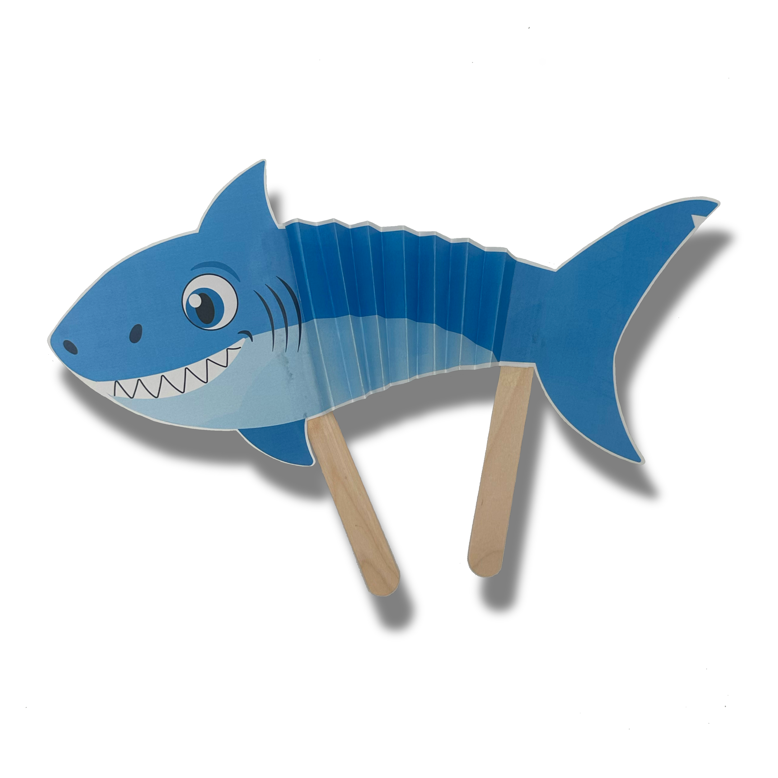 Movable shark craft created from paper and popsicle sticks