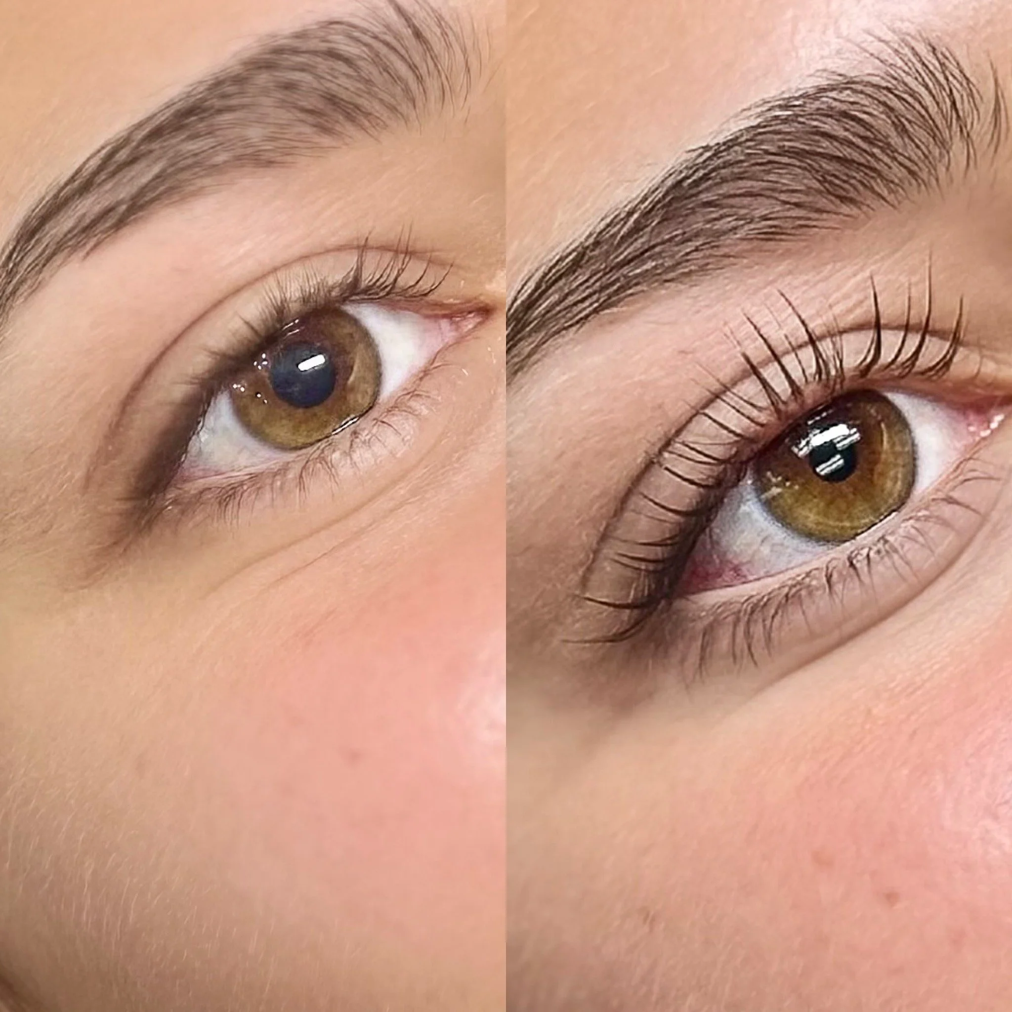 Close-up of a person's eyes, showing detailed eyelashes, eyebrows, and eye color.