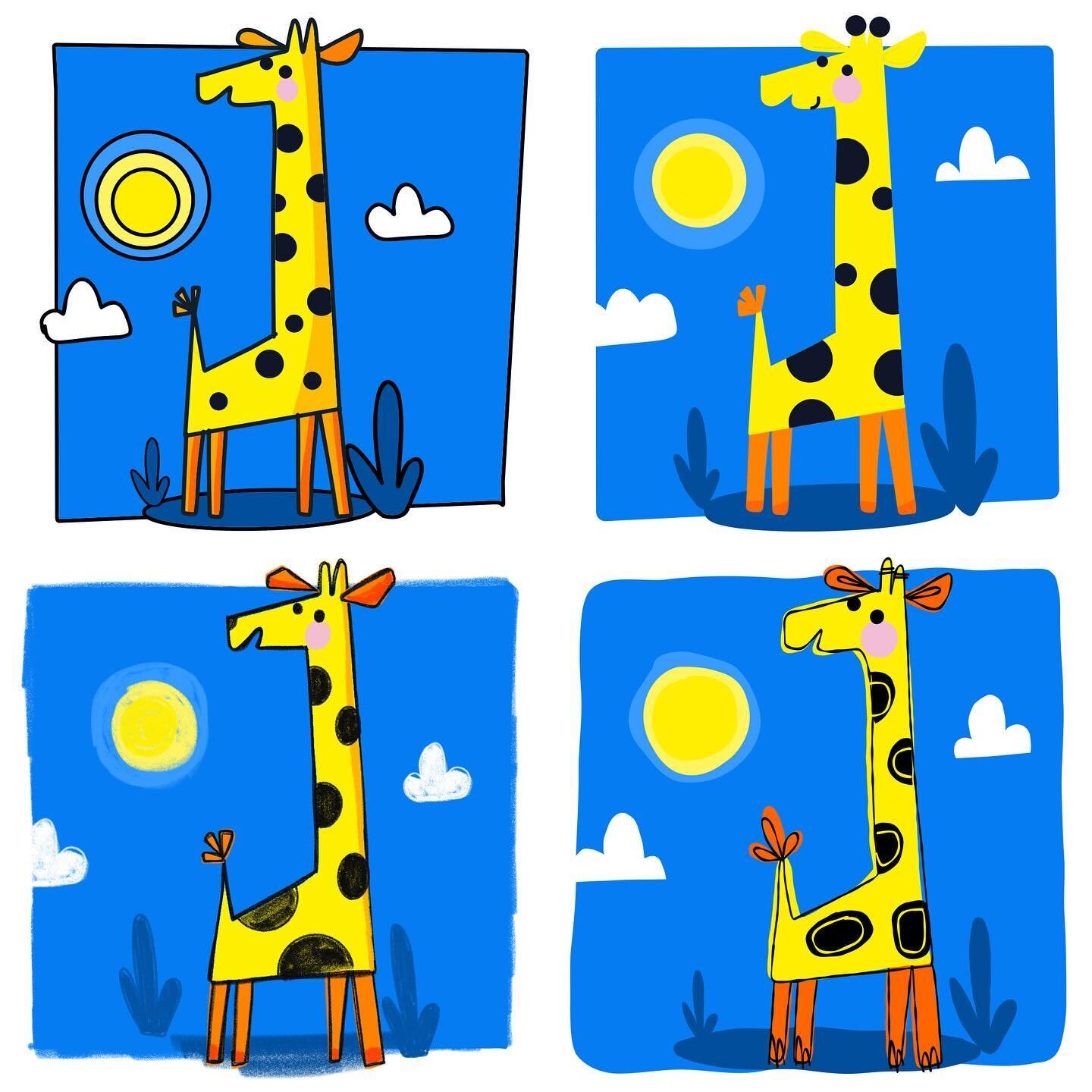4 different styles of drawing the same 🦒 I&rsquo;ve assigned this lil exercise to my students so they can 𝒆𝒙𝒑𝒍𝒐𝒓𝒆 𝒂𝒏𝒅 𝒅𝒆𝒗𝒆𝒍𝒐𝒑 𝒕𝒉𝒆𝒊𝒓 𝒐𝒘𝒏 𝒅𝒓𝒂𝒘𝒊𝒏𝒈 𝒔𝒕𝒚𝒍𝒆. I&rsquo;ll be sharing what they come up with 🥰

Meanwhile, Y
