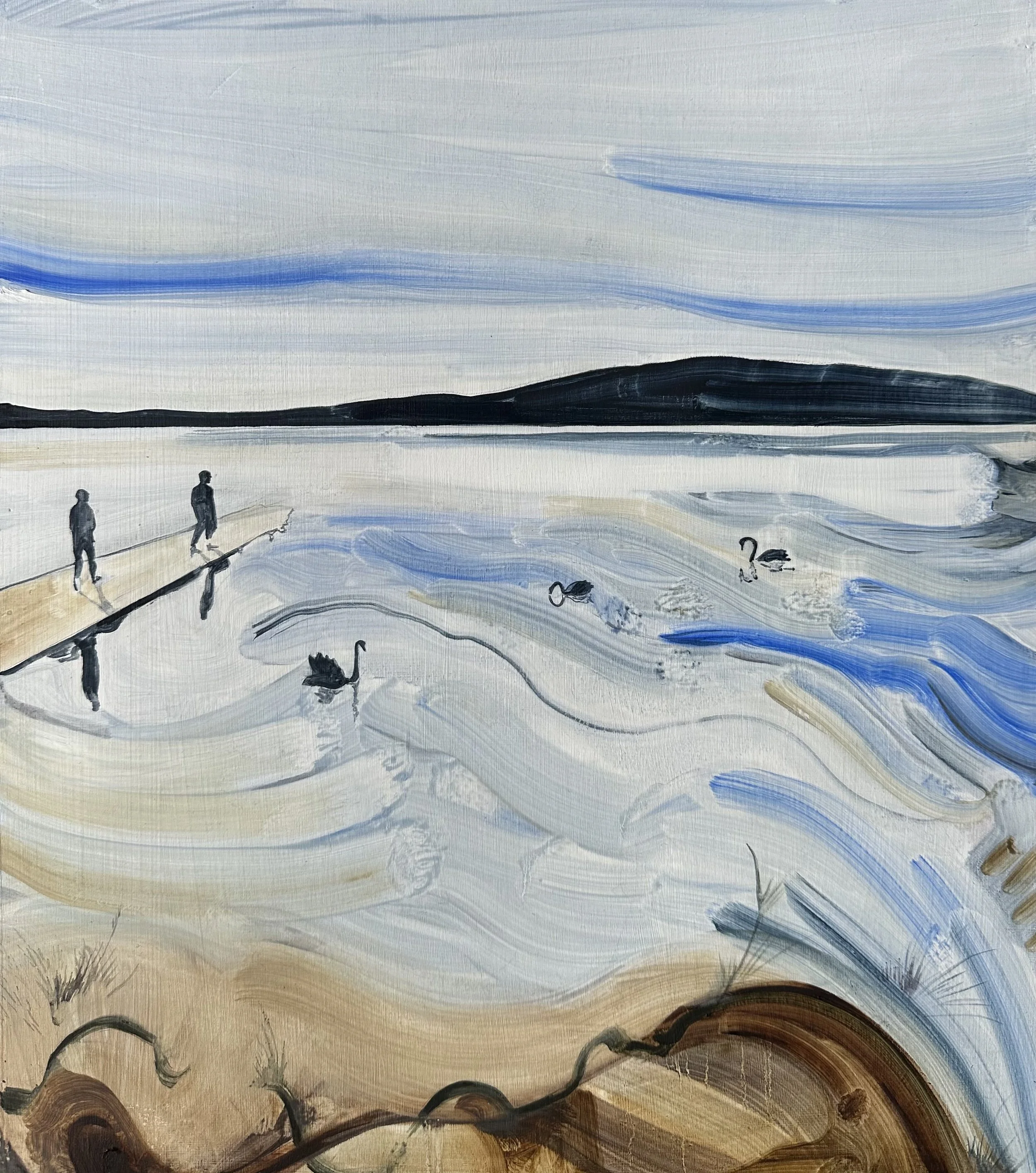 Lakeside (Rotorua), oil on board, 40 x 35 cm, 2025