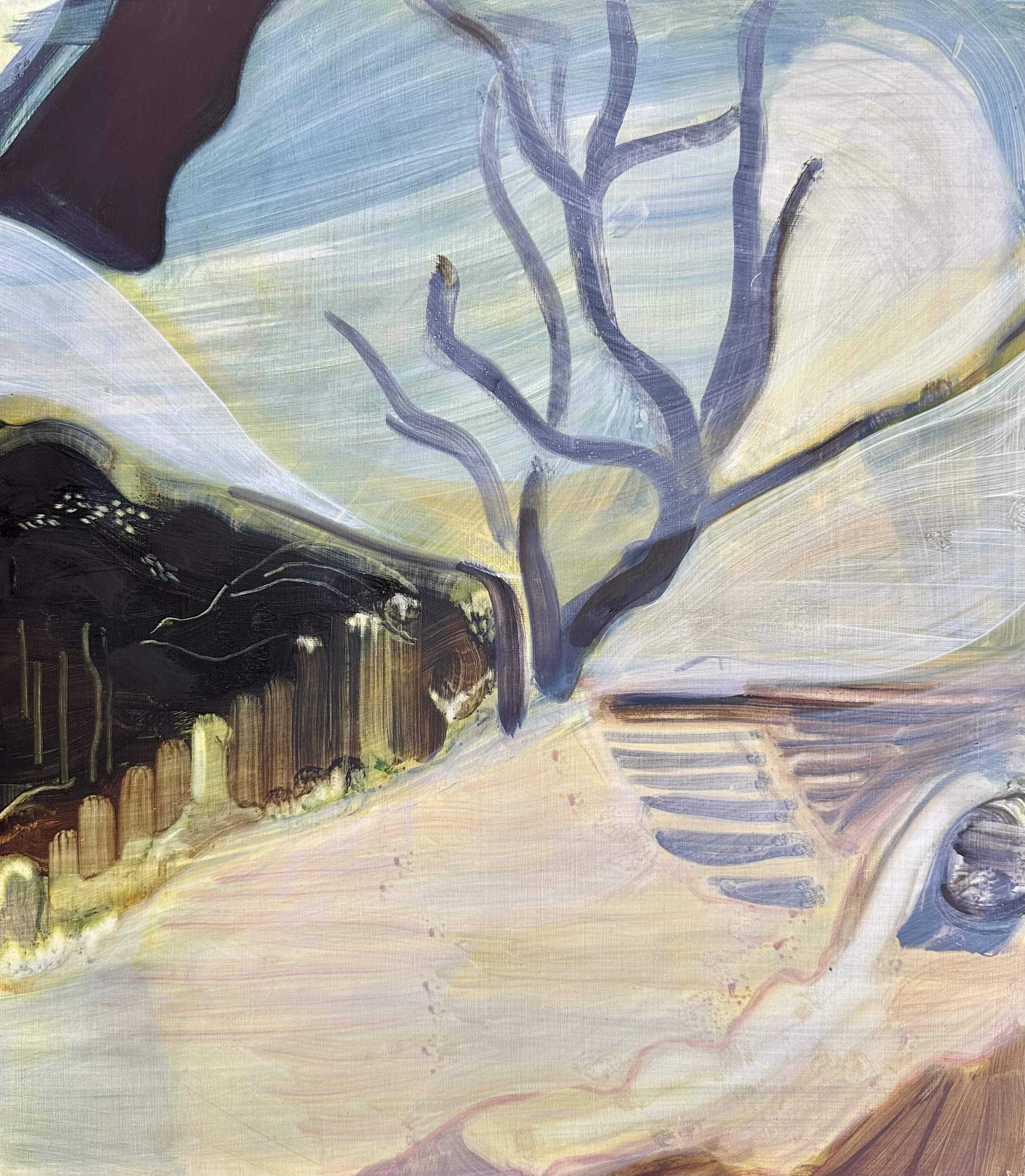 Mountainside (Taranaki), oil on board, 40 x 35 cm, 2025