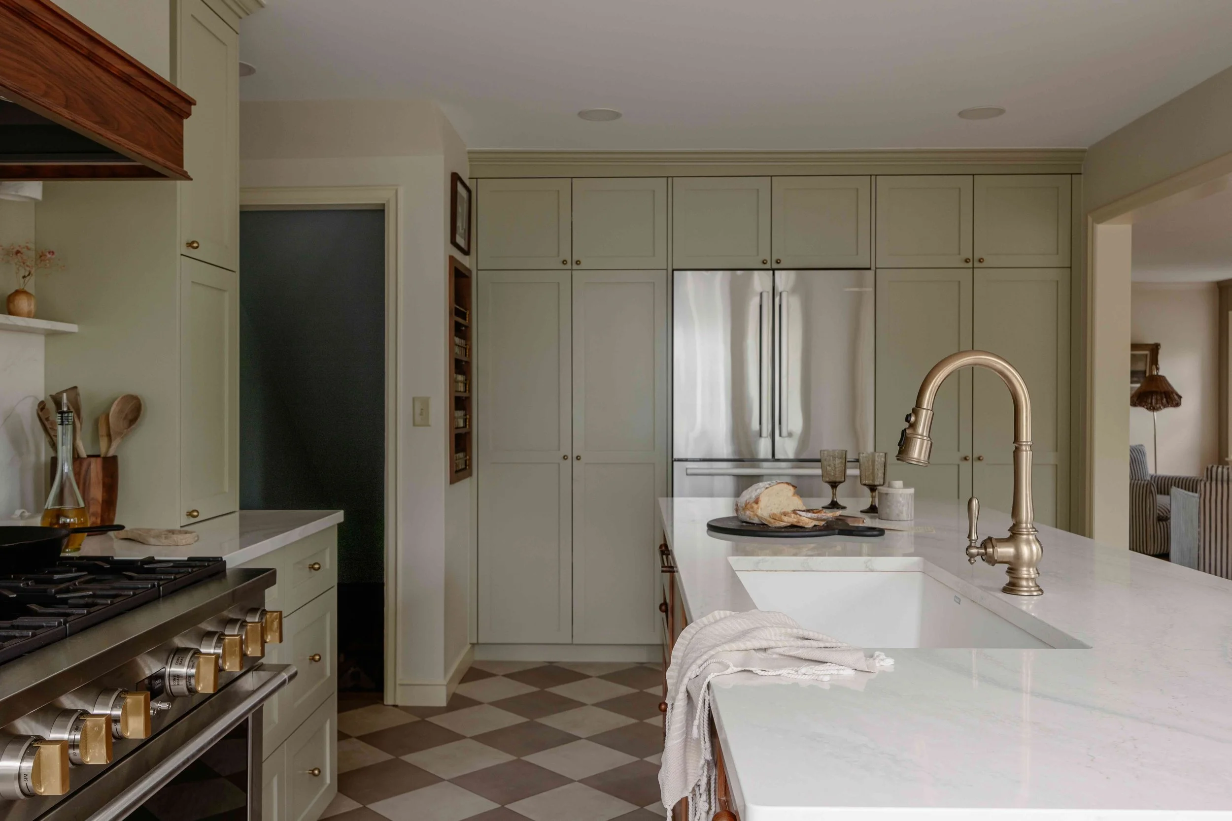 floor to ceiling custom cabinets in edina kitchen painted in Farrow and Ball Ash Grey