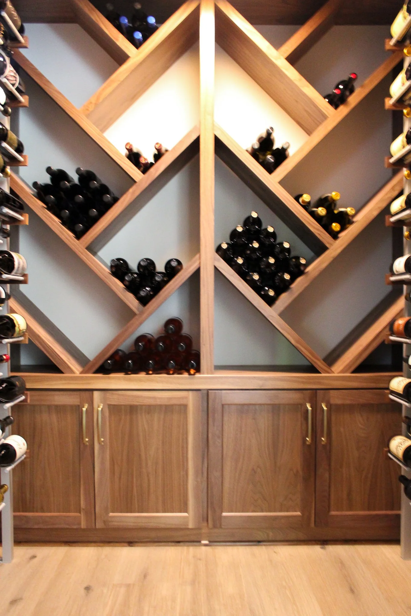 wine rack built-in bar cabinets crafted and installed by Sean's Cabinetry for functionality and convenience