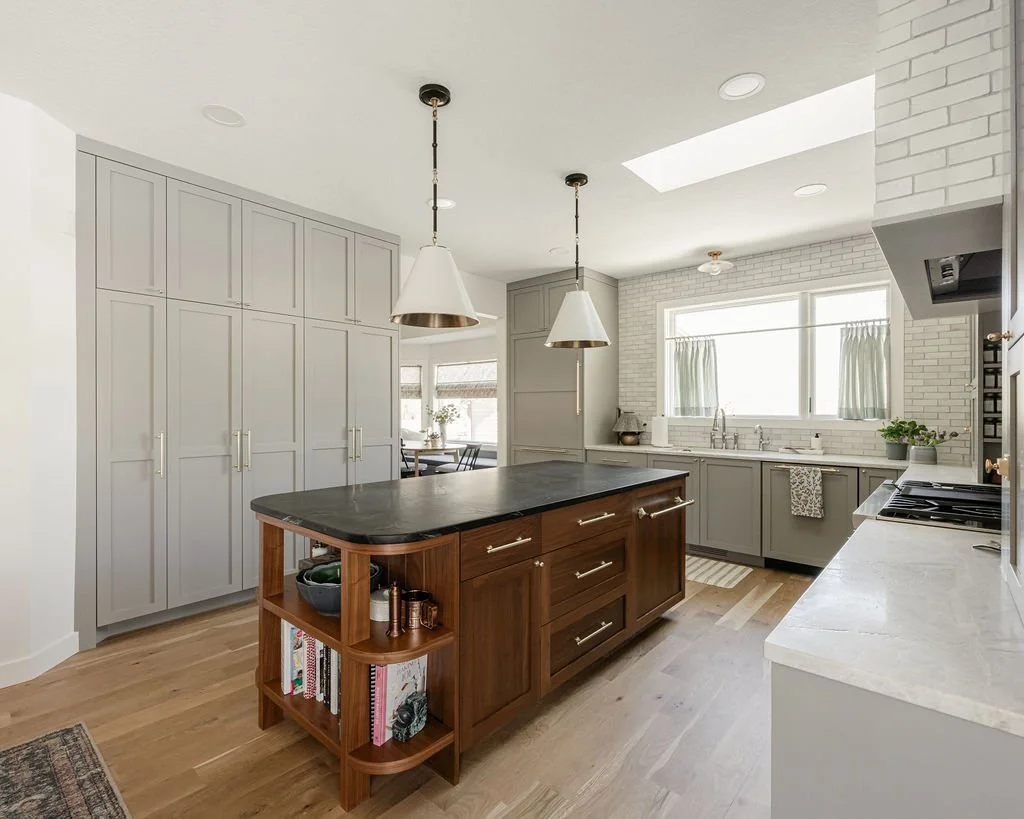 frameless cabinets to the ceiling pained in  Sherwin-Williams Fawn Brindle SW-7640 in a u-shaped kitchen, by Sean's cabinetry
