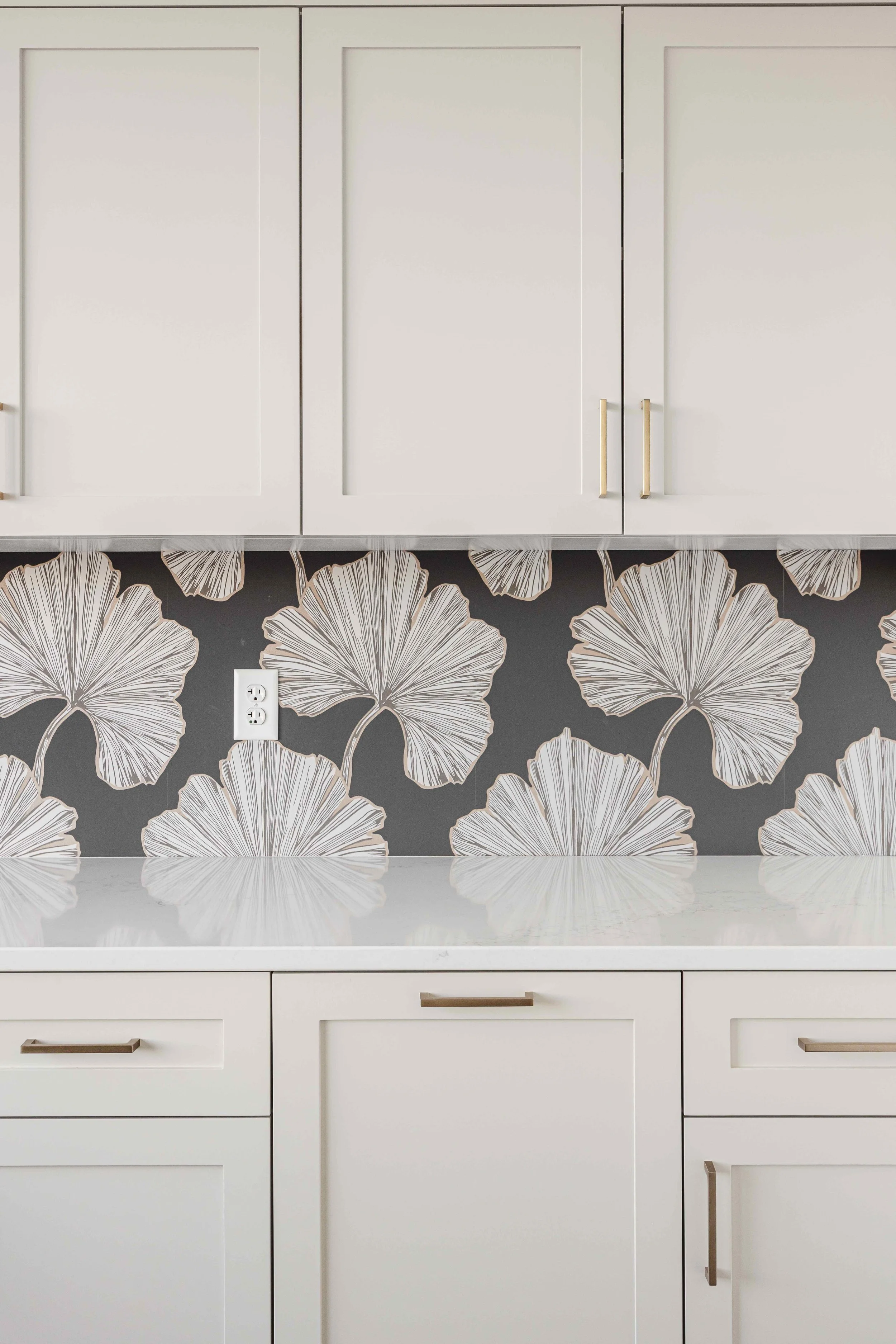 Azurea Wallpaper and Treatment Room Cabinets crafted by Sean's Cabinetry