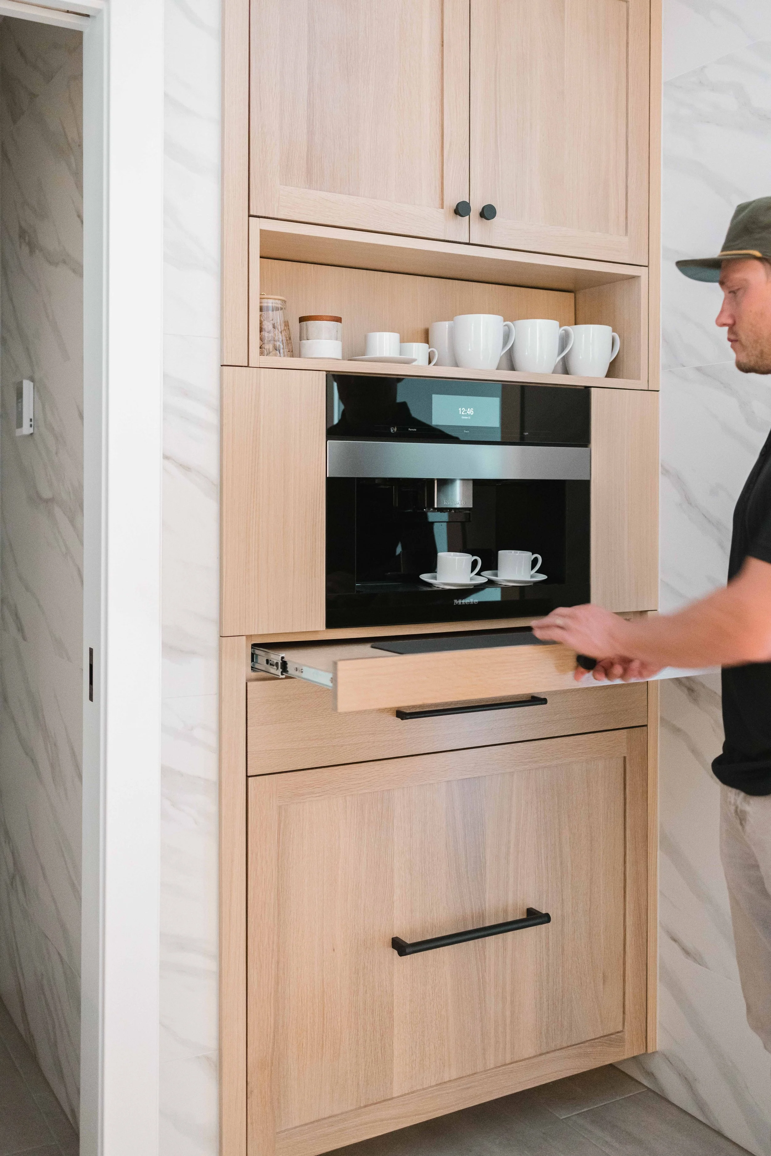 built-in coffee station crafted by Sean's Cabinetry in collaboration with construction2style