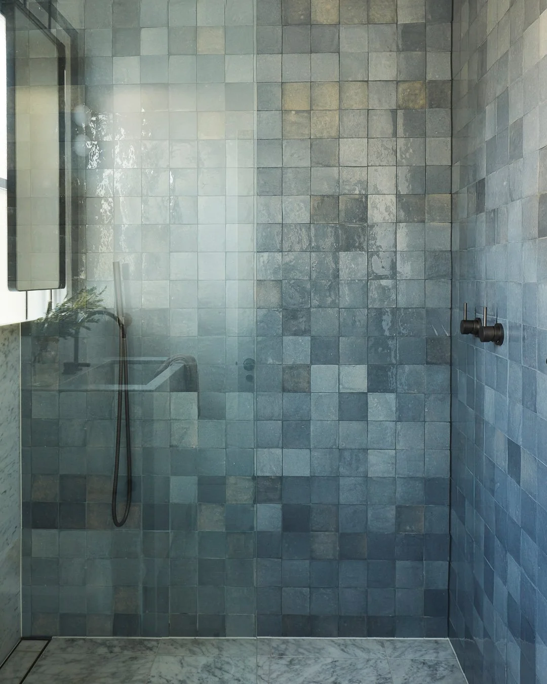 Regent Street | Blue Tile Shower

"The ocean&rsquo;s calm is the calm we seek within ourselves." 💙

The ensuite shower in this terrace home renovation features calming handmade steel blue tiles with aged bronze tapware. A suspended floatin