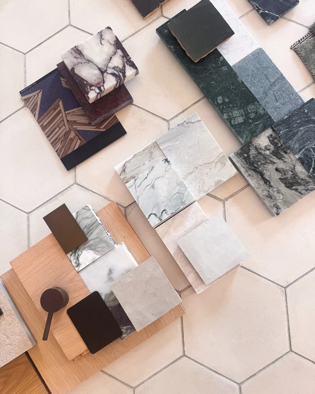 Interiors Palette

Natural materials of timber, stone and brass coming together on the studio table.
A new interiors palette taking shape over the past few days &mdash; tactile, layered and timeless.

Our design team takes a hands-on approach when se