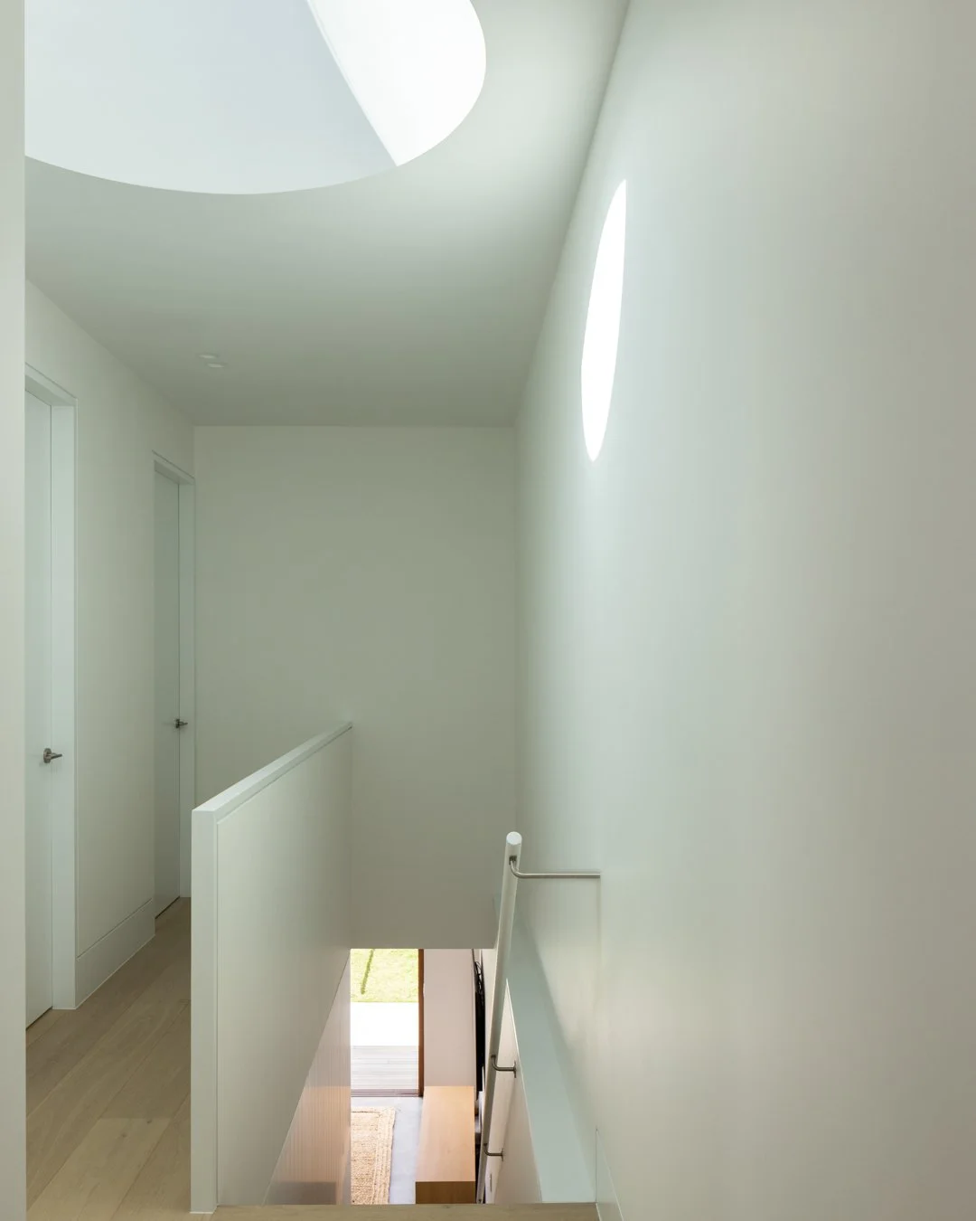 Glenayr House | Thoughtful Design 🤍

We would love to hear from you if you are interested in a renovation, design &amp; build project or landscape maintenance.

Before the renovation, this staircase was dark and closed-in &mdash; with heavy panellin