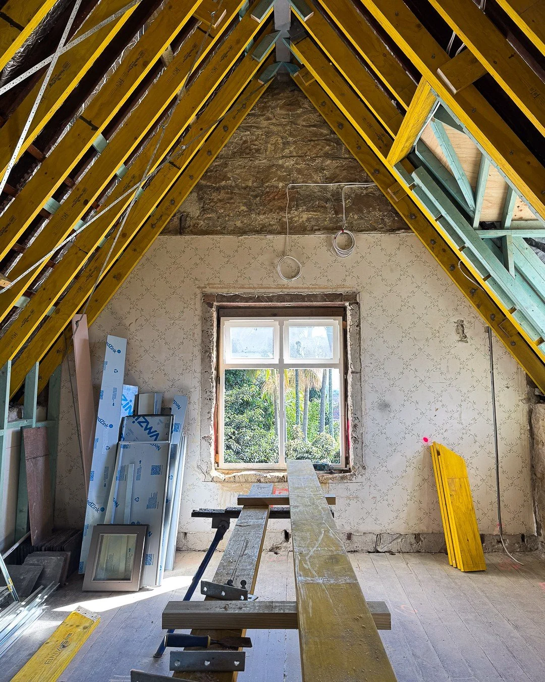 Frederick House | Master bedroom 

The master bedroom is really starting to transform, with the new cathedral ceiling giving the space an incredible sense of volume and height.

Window installation is now underway with views out towards the harbour. 