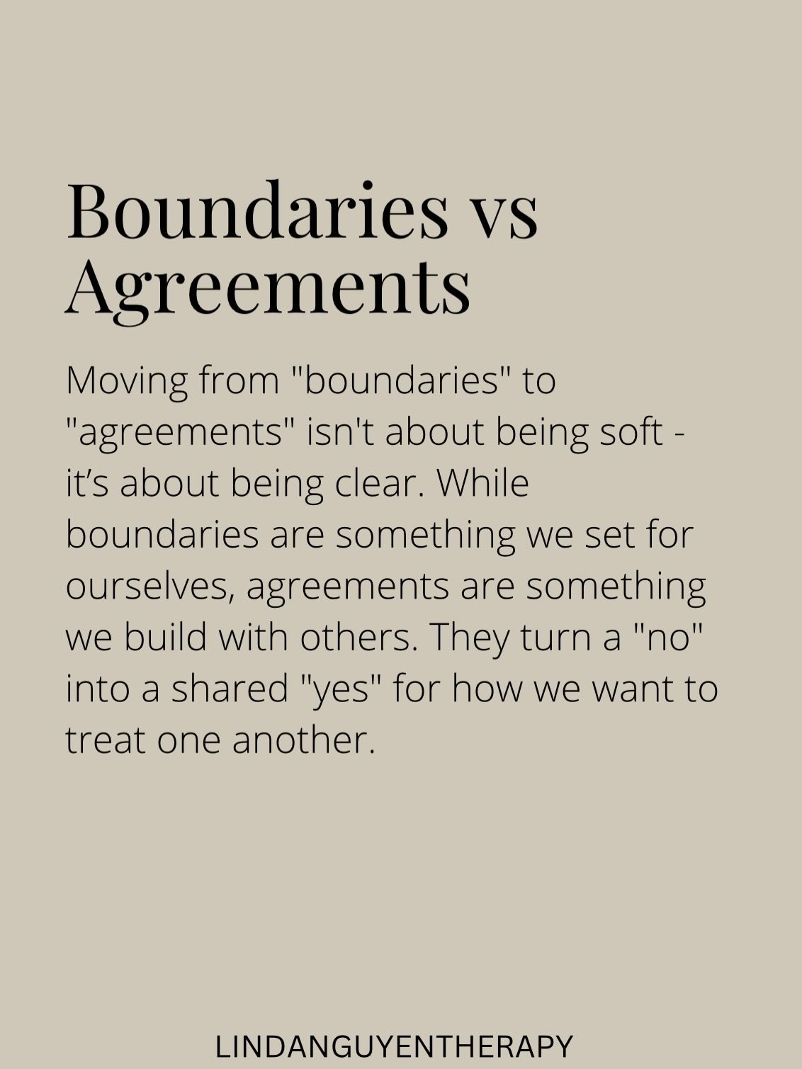 Moving from &ldquo;boundaries&rdquo; to &ldquo;agreements&rdquo; isn&rsquo;t about being soft - it&rsquo;s about being clear. While boundaries are something we set for ourselves, agreements are something we build with others. They turn a &ldquo;no&rd