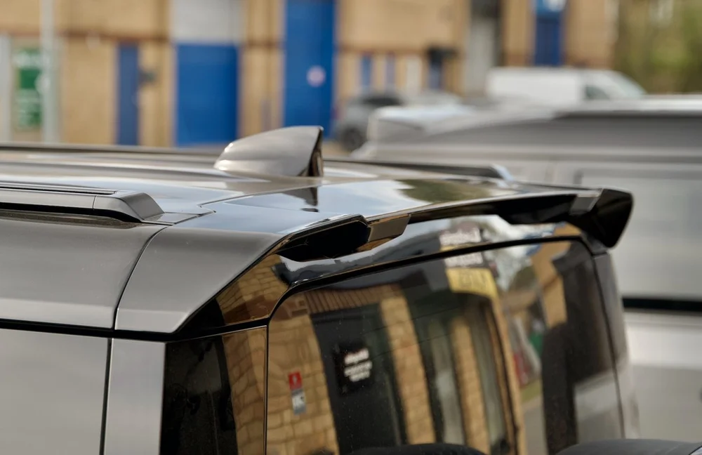 Hunters Prestige rear replacement spoiler V2 fitted to Defender