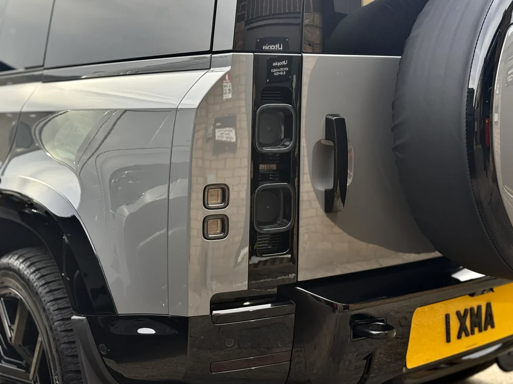 V8 style tinted rear lights fitted to Defender