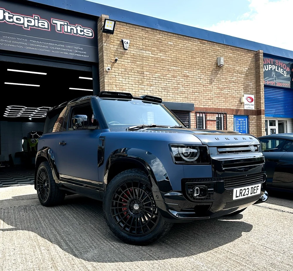 Urban Automotive Defender 90 wrapped in matt blue