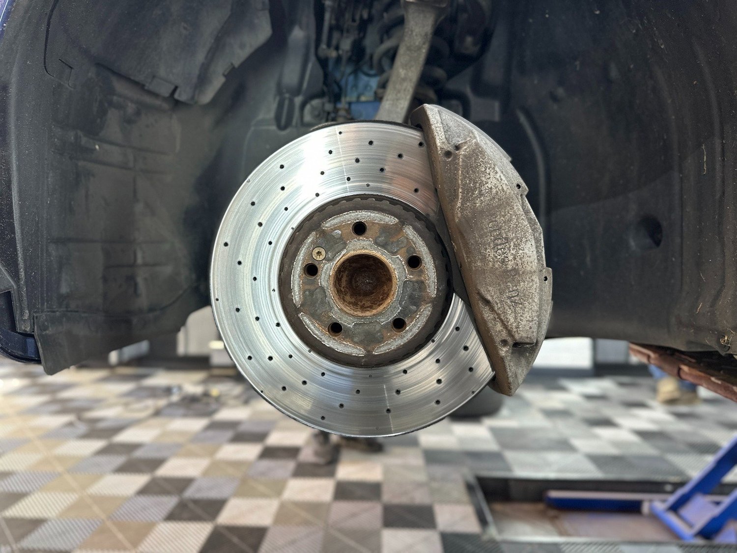 Brake caliper before painting at Utopia Tints Durham