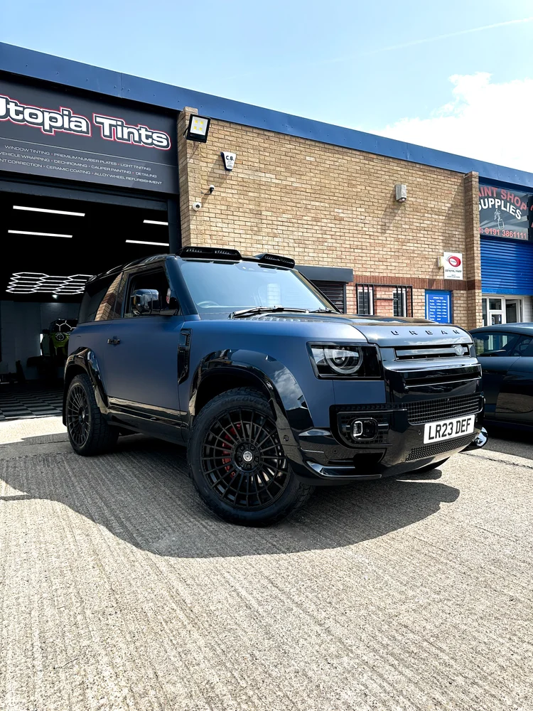 Land Rover Defender Urban Automotive window tint for Whinfield Darlington customer at Utopia Tints