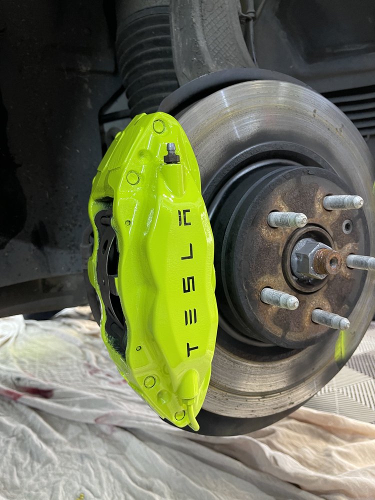 Tesla Model S caliper painting at Utopia Tints Durham