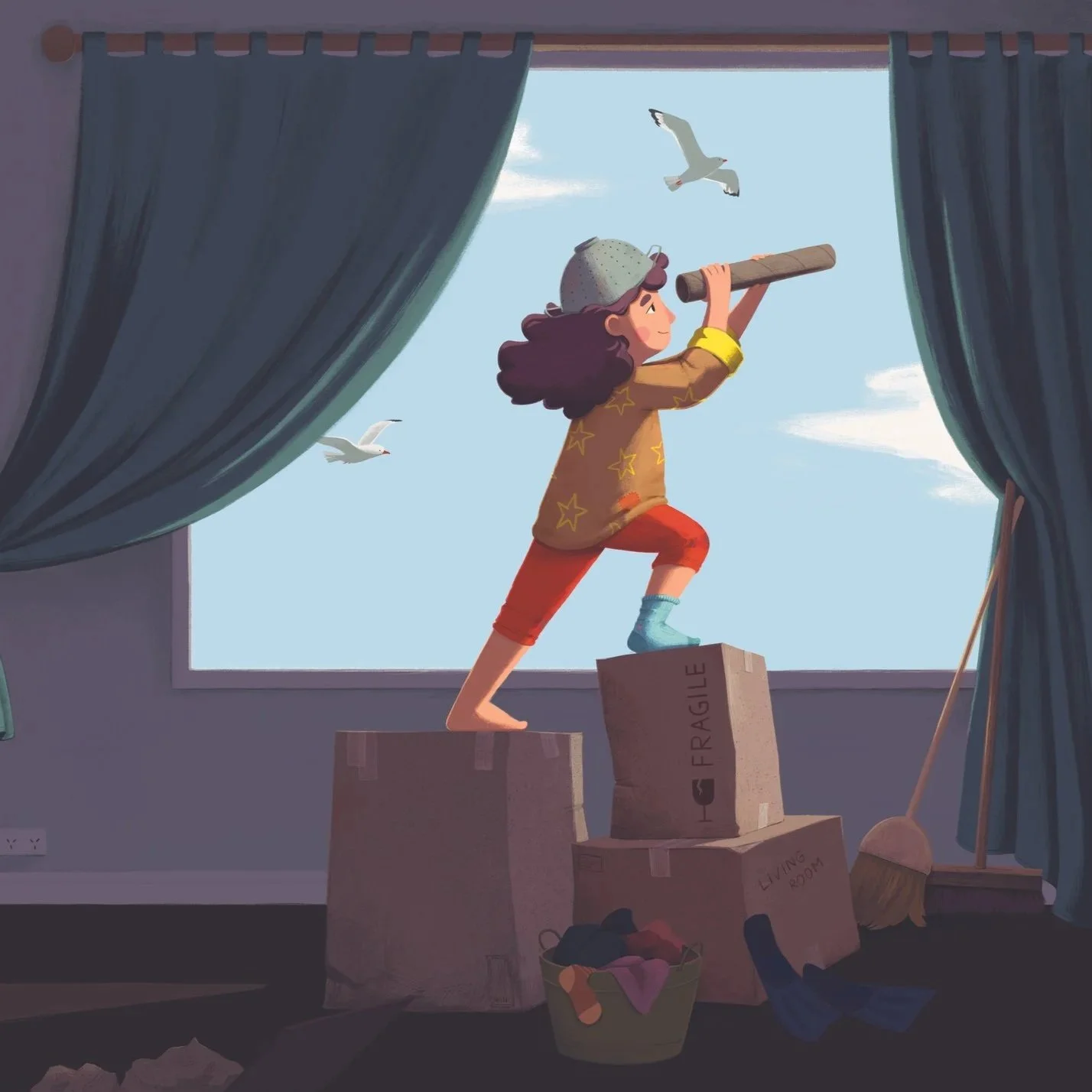 The first pages of the Oh, Esme! picture book by Kim de Haan: Esme has a vivid imagination