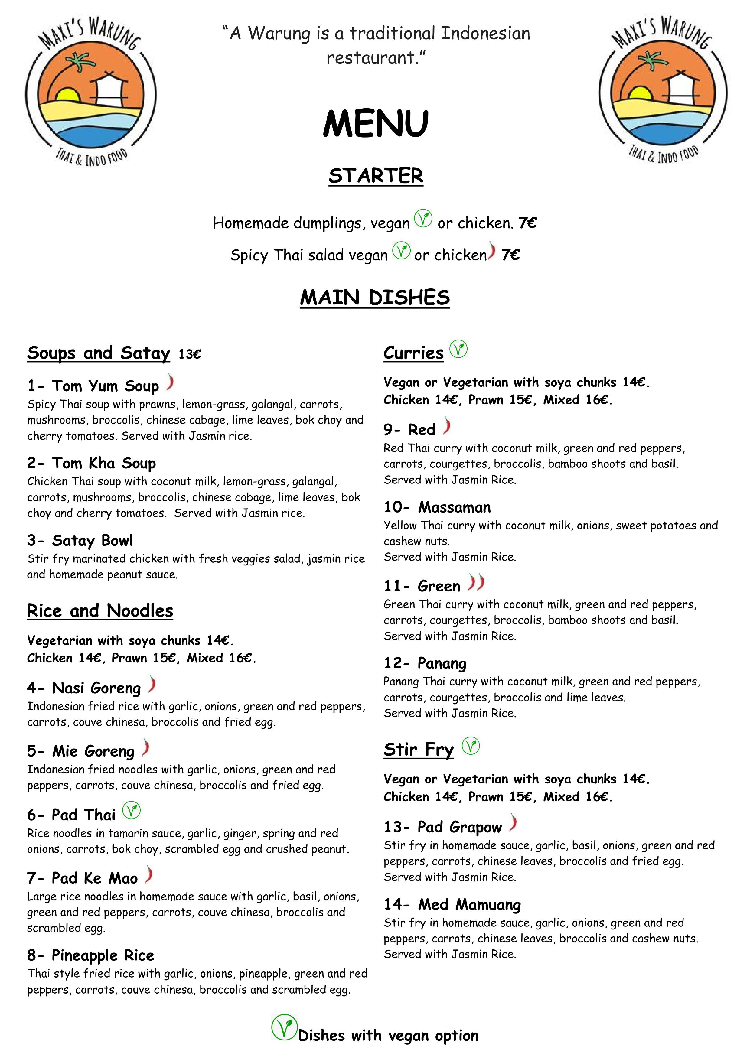 English Menu 2025