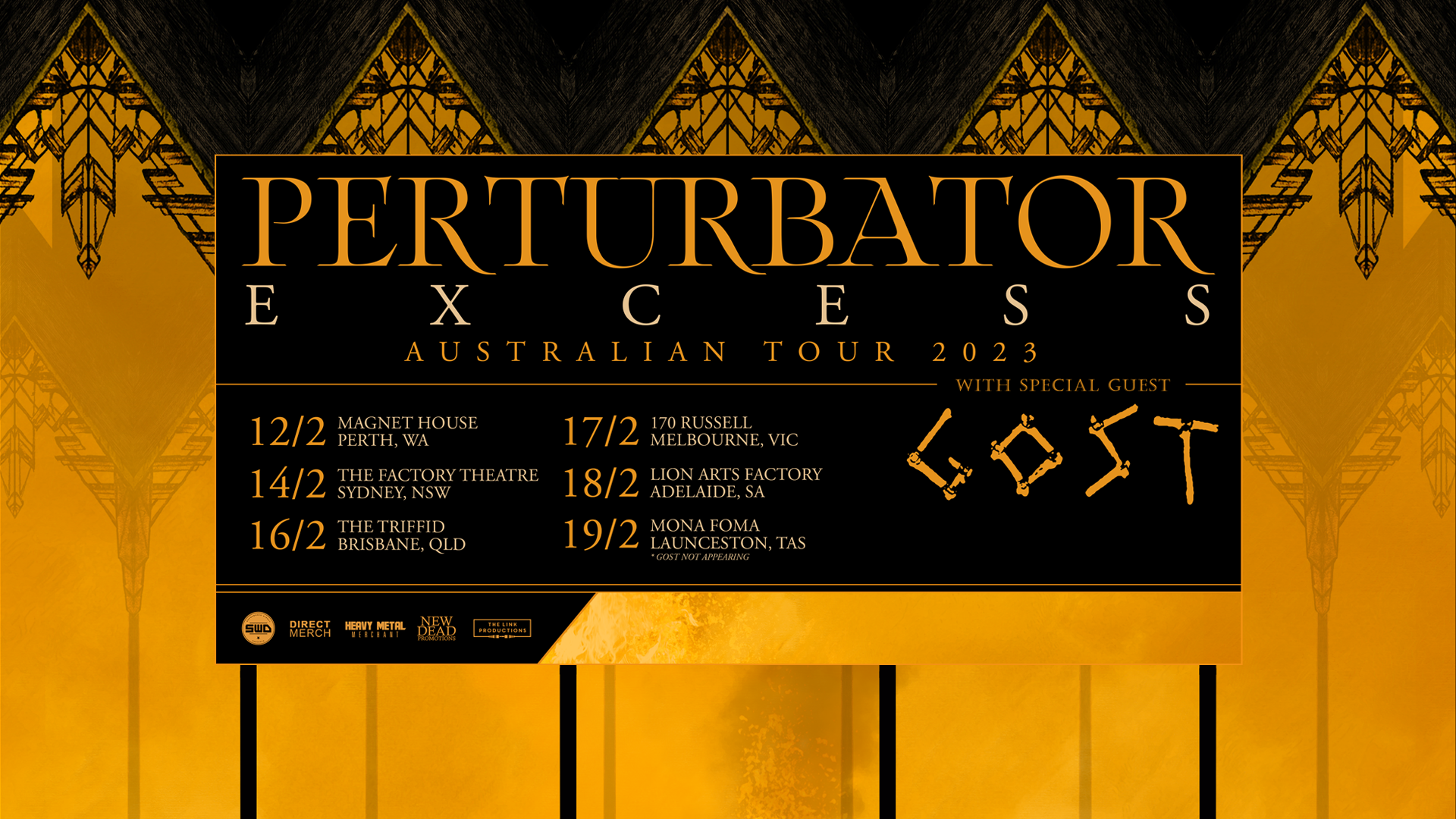 PERTURBATOR ‘Excess’ Australian Tour 2023 With guests GOST