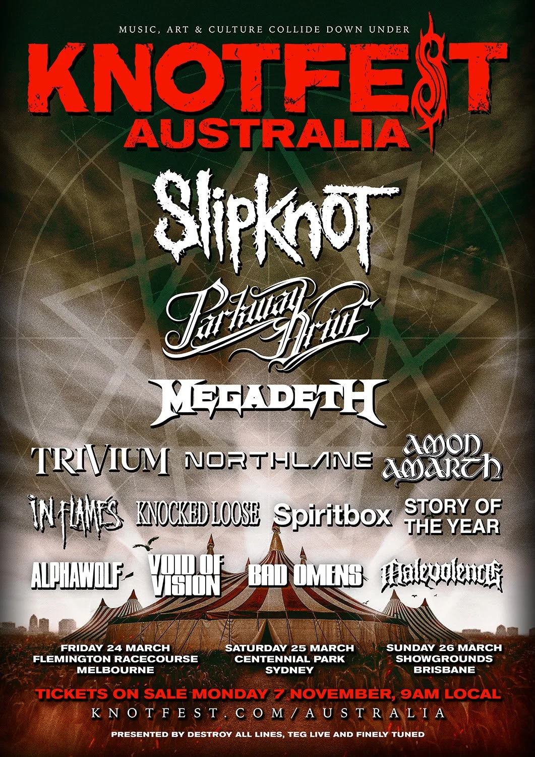 It’s here &amp; It’s heavy! Knotfest Australia’s lineup has dropped!
