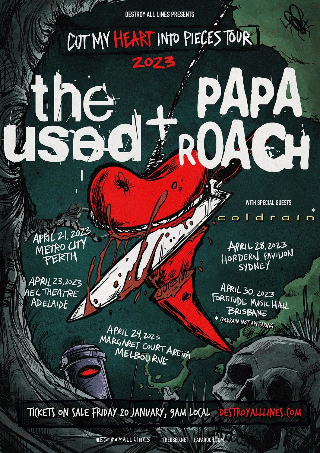 The Used &amp; papa Roach. Cut my heart into pieces tour with special guests Coldrain