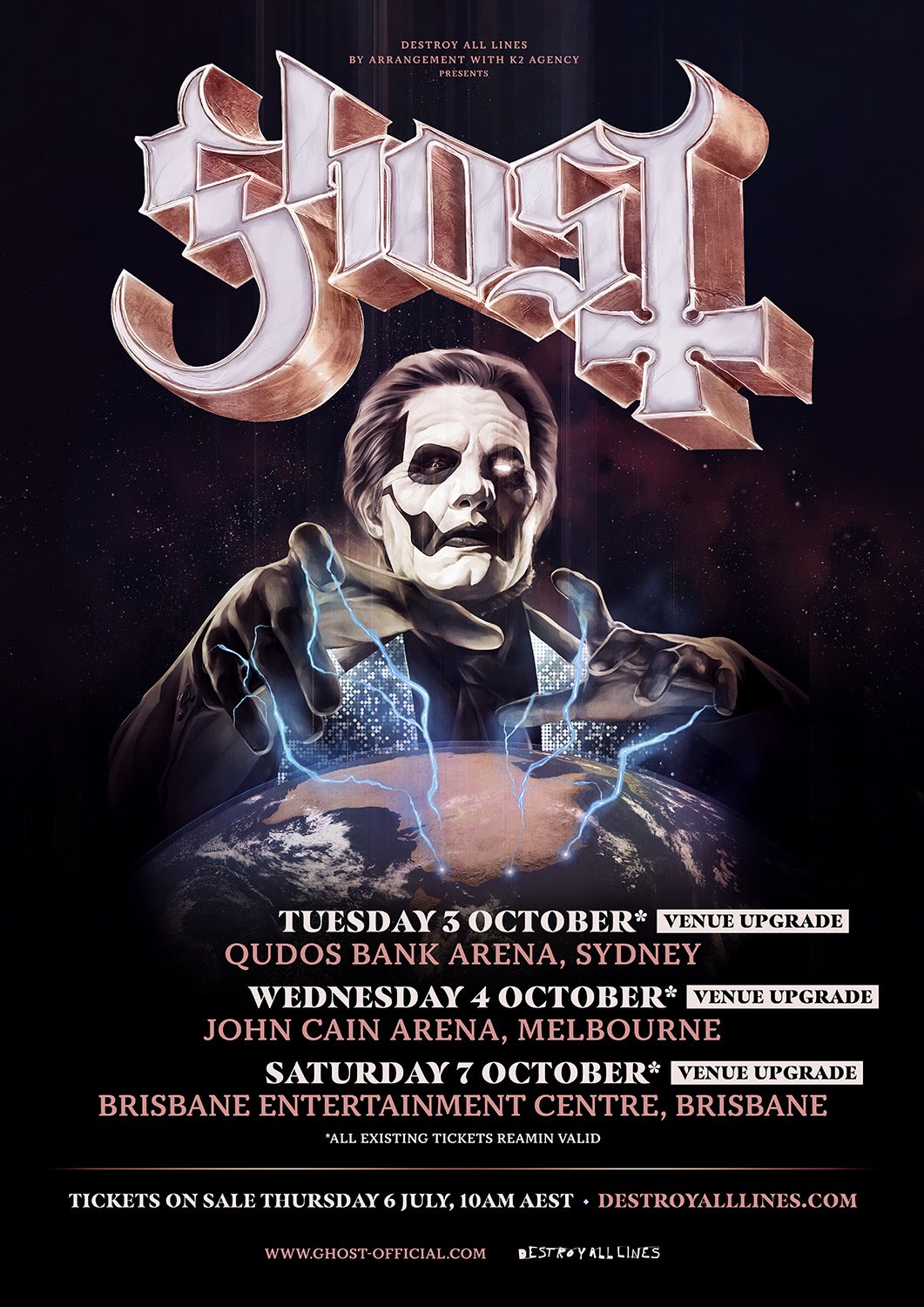 Ghost UPGRADE ALL VENUES DUE TO INCREDIBLE DEMAND