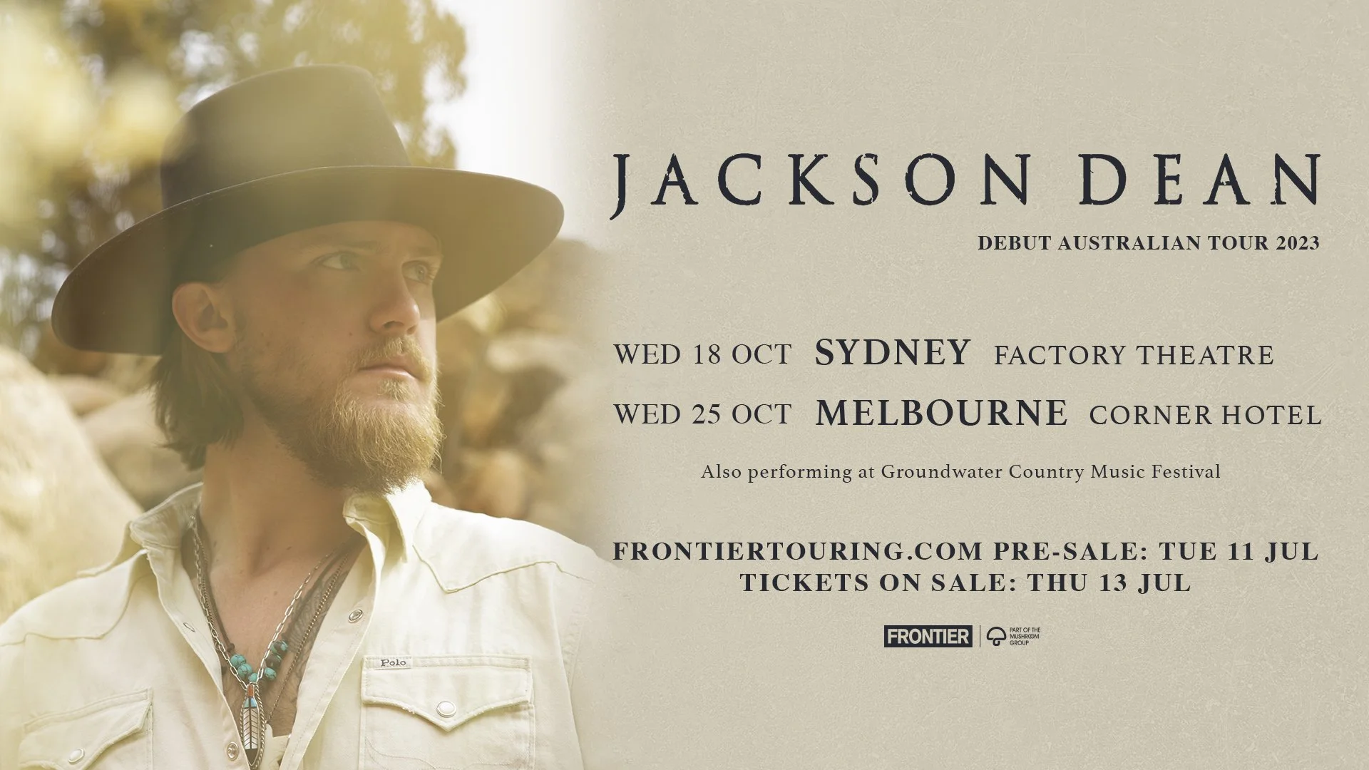 Jackson Dean Announces two headline shows this October