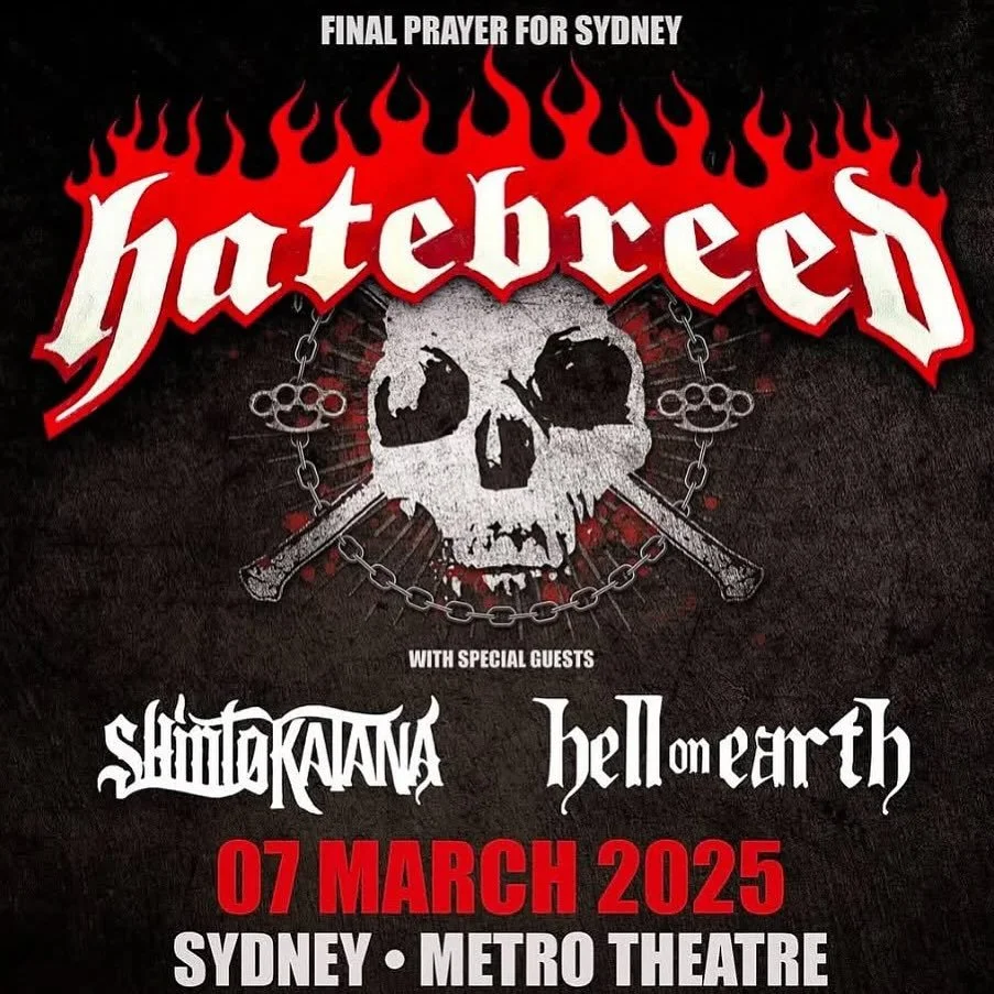 @knotfestau sideshows are almost here and they chose violence for this one!
.
Two of Sydney&rsquo;s best in @hellonearth793 &amp; @shintokatanaband will open the night for @hatebreedofficial
.
Bring your mouth guard, find your headgear &amp; get your