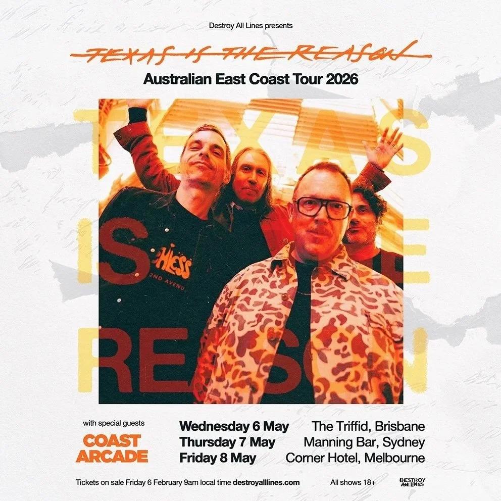 @texasisthereasonofficial hit Melbourne TOMORROW NIGHT for the final stop of their Australian east coast run, celebrating 30 years of Do You Know Who You Are?

Friday 8 May &mdash; @cornerhotel 
with @coastarcade + @average_punk 

Tickets via Destroy