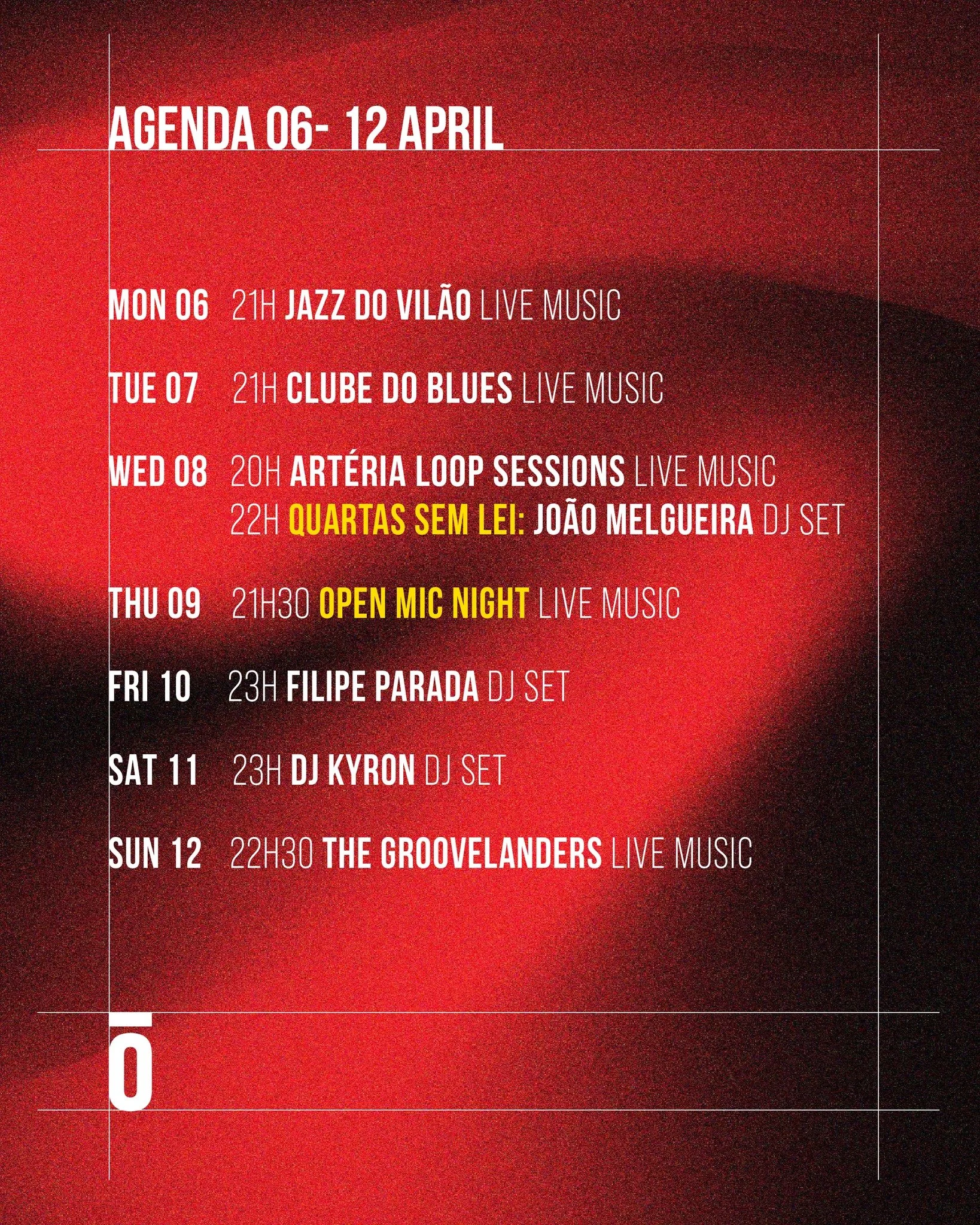 This week we have a bit of everything, from Live Music, to DJ Sets, and the 2nd edition of our Open Mic Night. We'll be waiting for you.