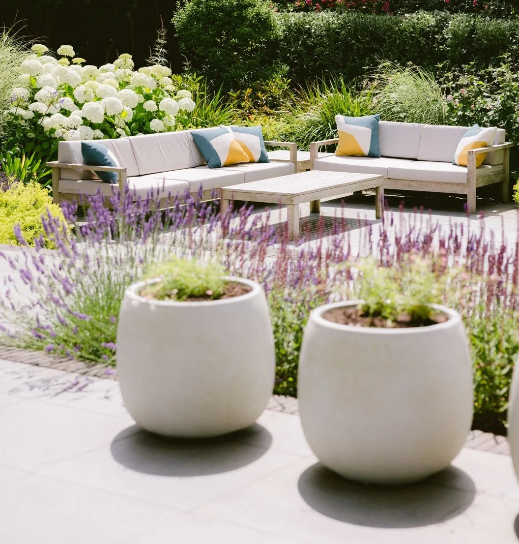 Views of seating area, Urbis pots in the foreground