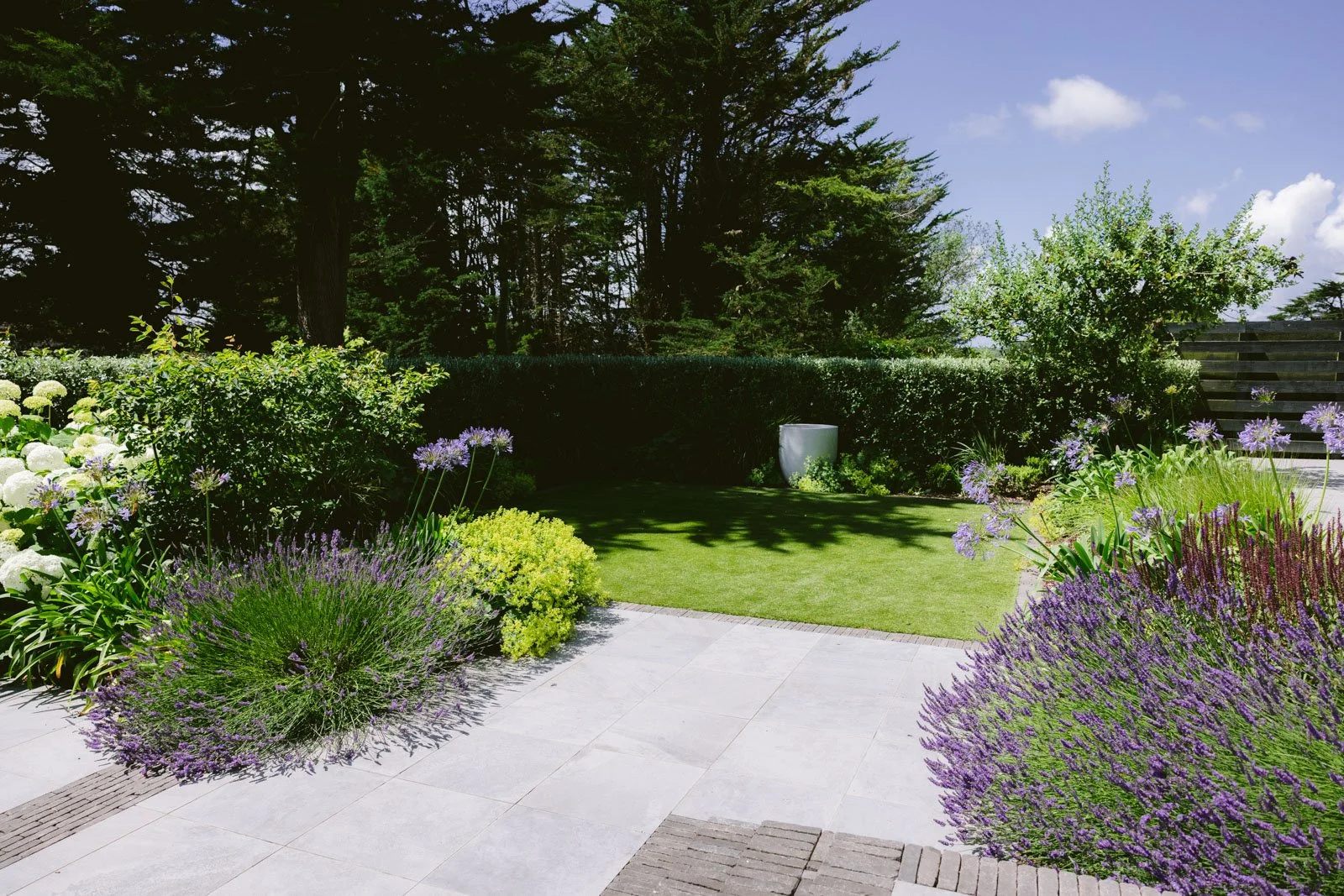 View across lawn to focal point (Urbis pot)