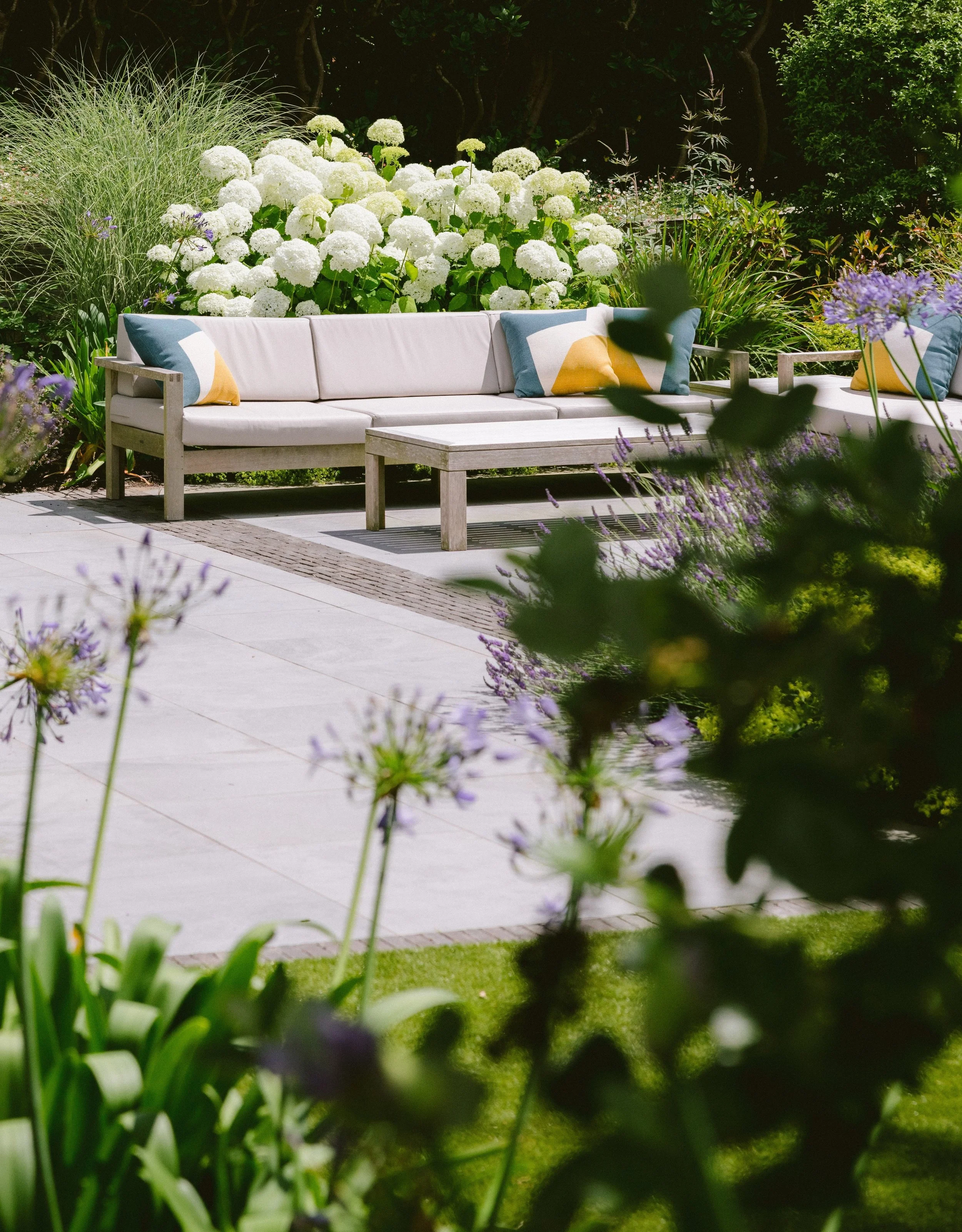 View to outdoor sofa