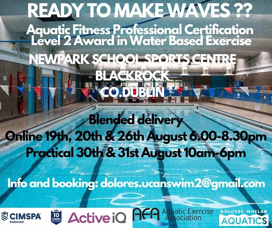 💪🏻 AquaFitness Course at Newpark 💪🏻

🚨 Calling all fitness professionals! Ready to make waves in your career? Join our Aquafitness Instructor Course &ndash; a comprehensive training designed to raise the standard of aquatic fitness in Ireland 🚨